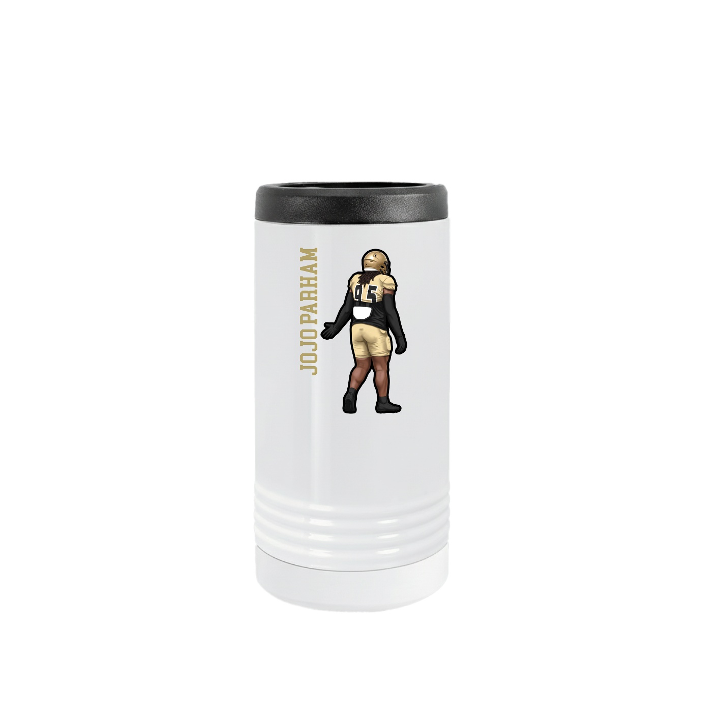 Slim Beverage Holder — Name Vertical in White