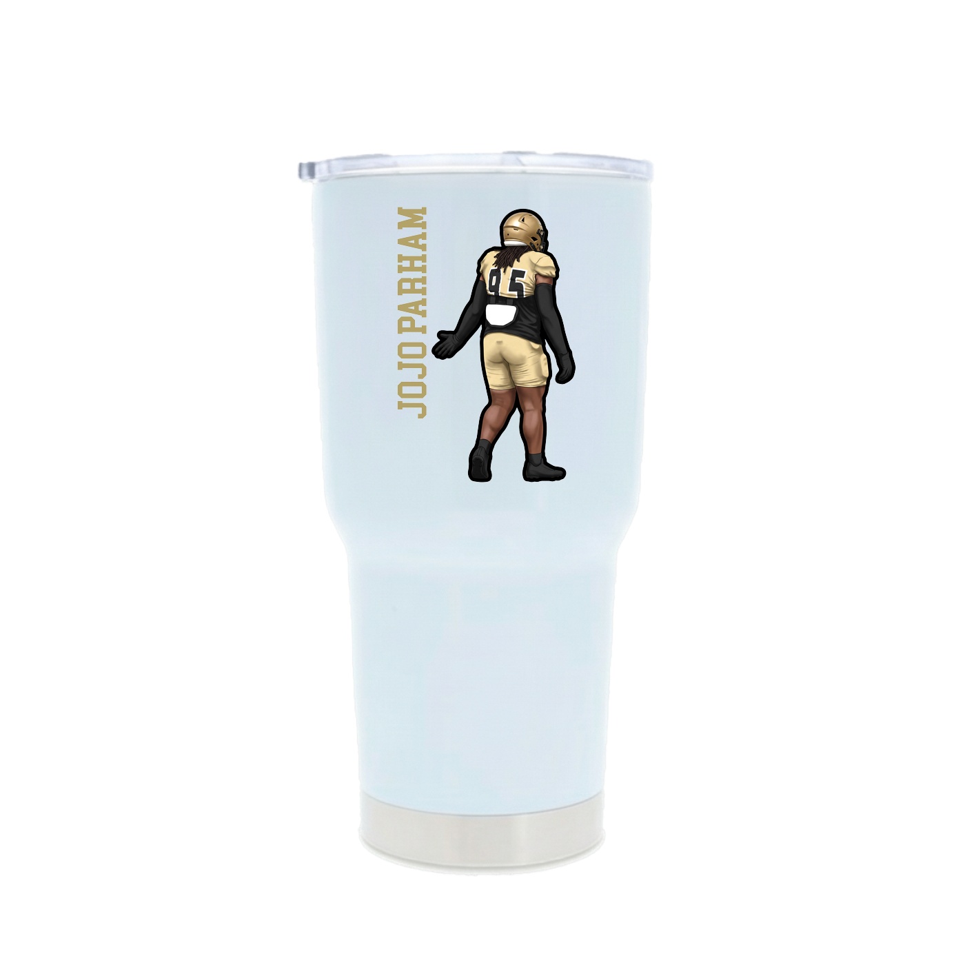 30oz Stainless Steel Tumbler — Name Vertical in White