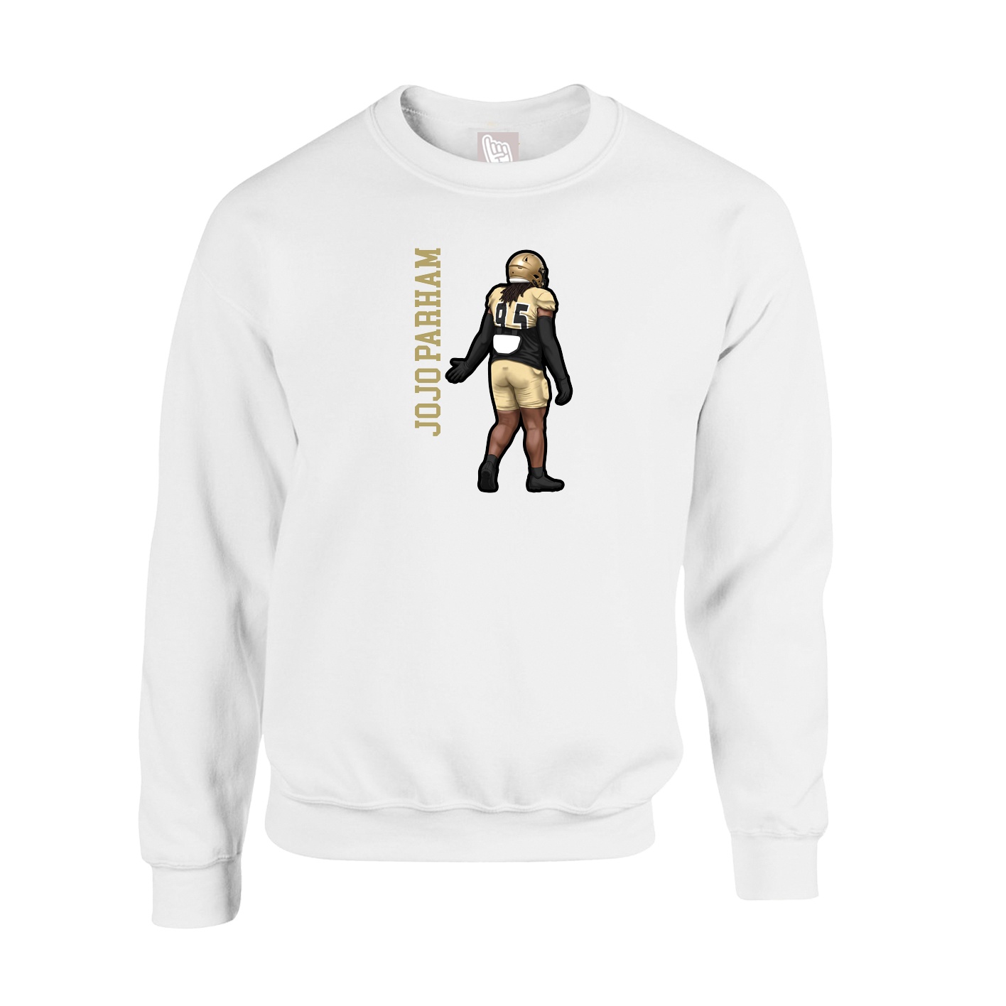 Fleece Crew — Name Vertical in White