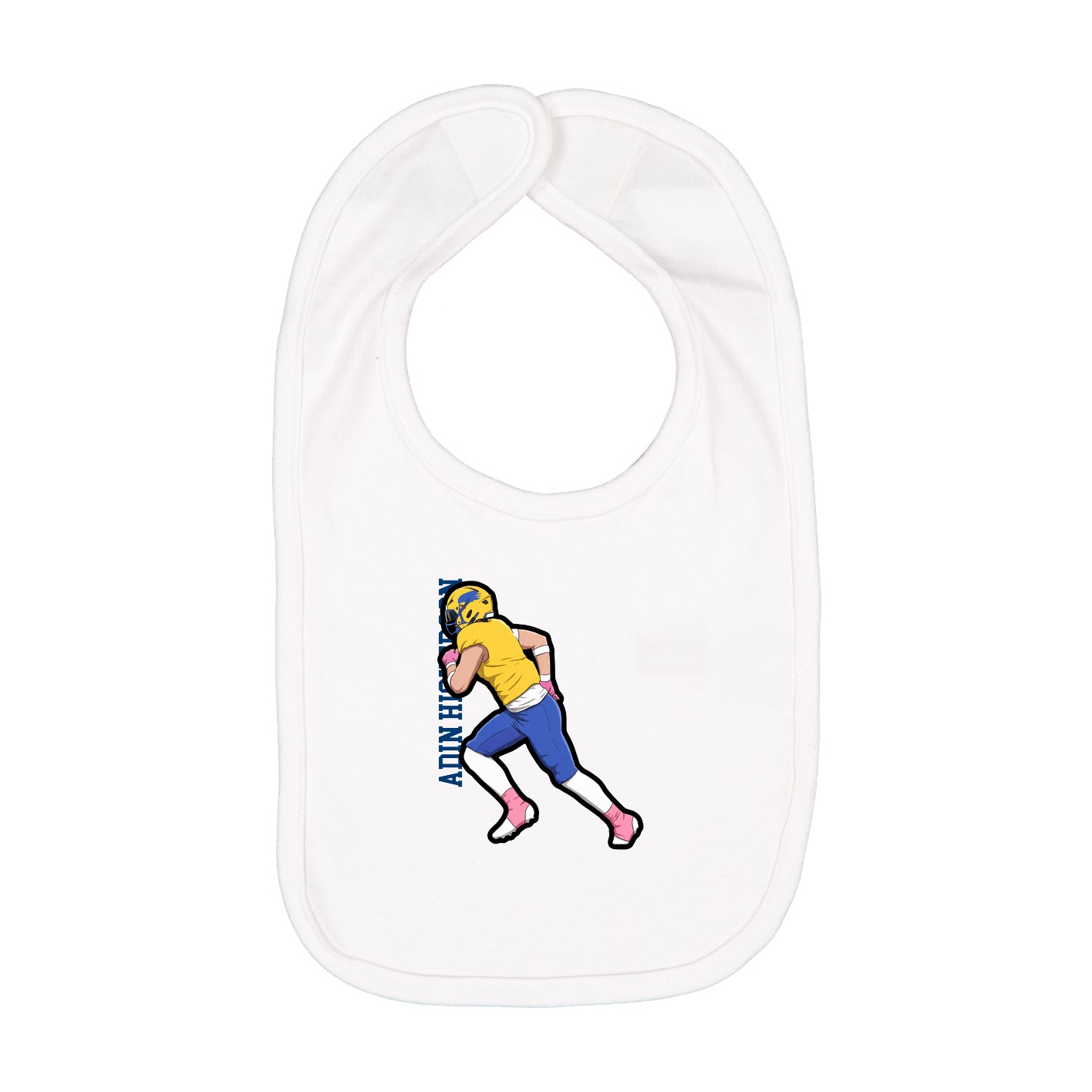 Infant Bib — Name Vertical in White