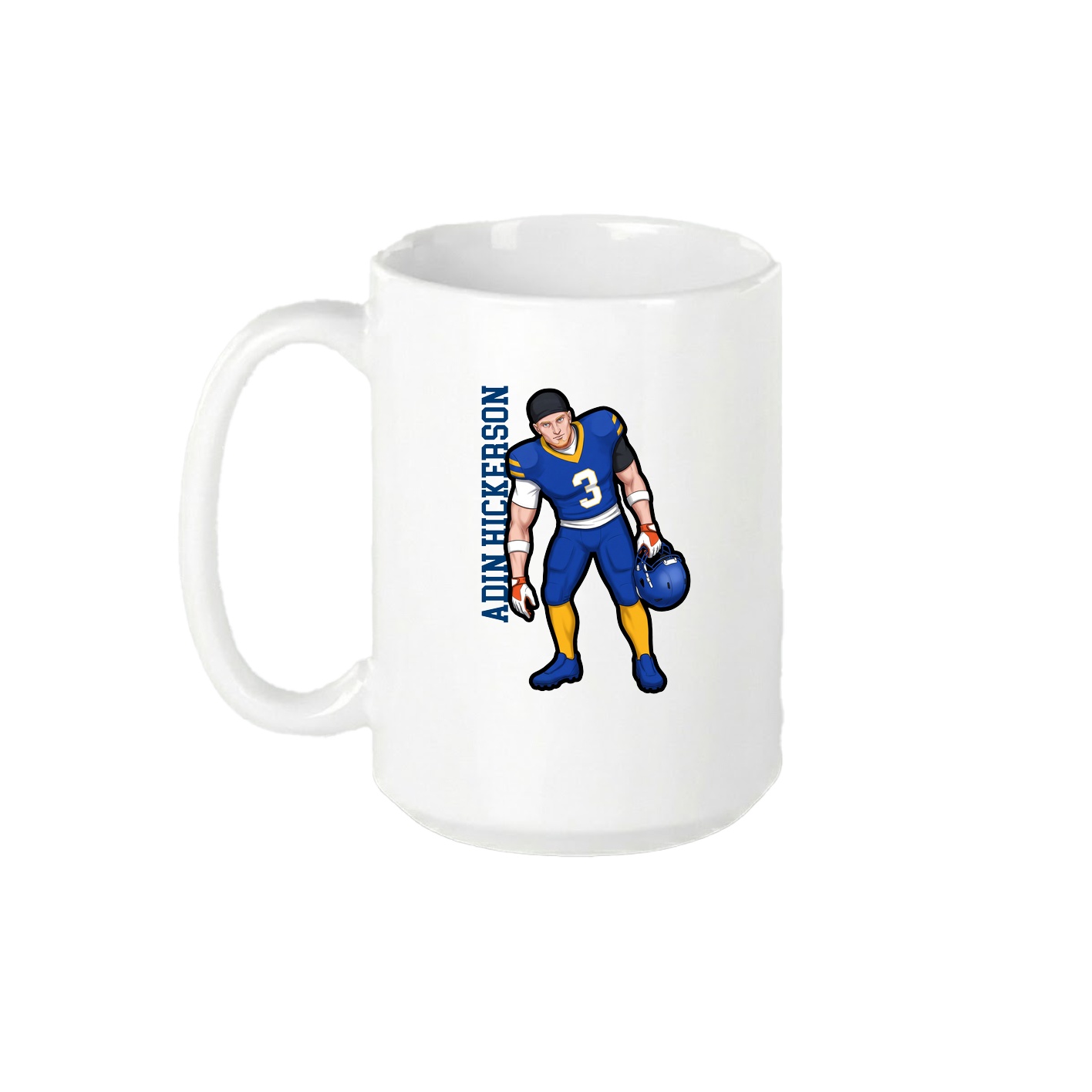 15oz Coffee Mug — Name Vertical in White