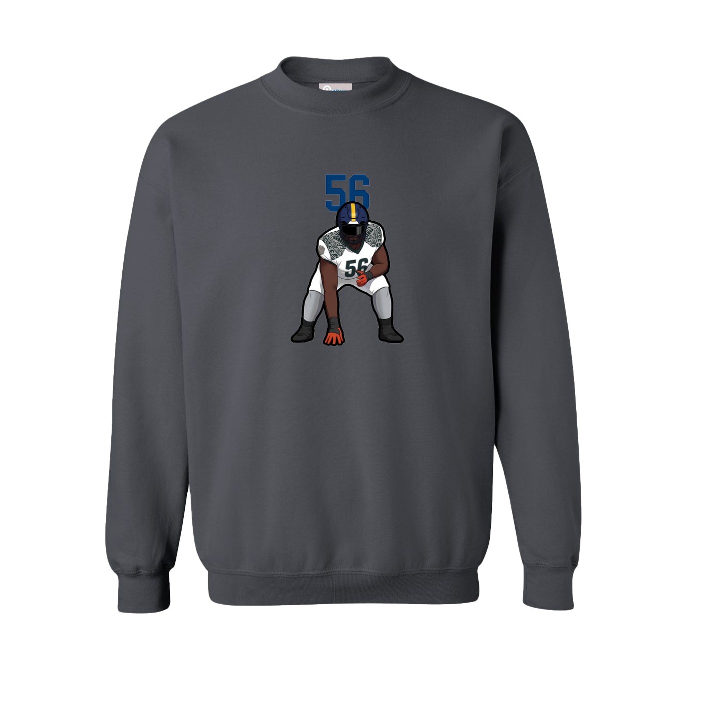Fleece Crew — Number Top in Grey
