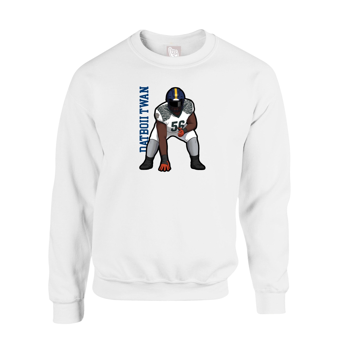 Fleece Crew — Name Vertical in White