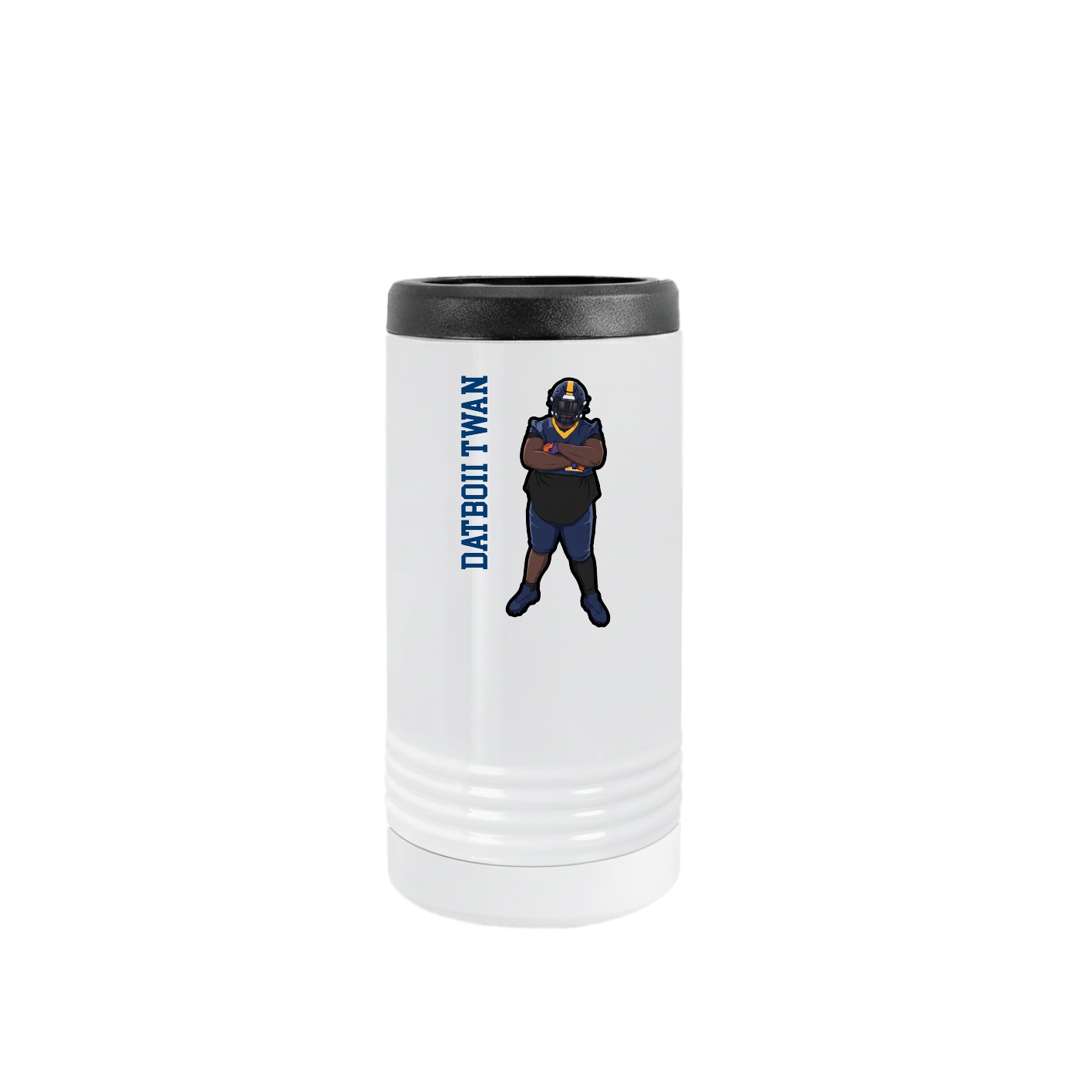 Slim Beverage Holder — Name Vertical in White