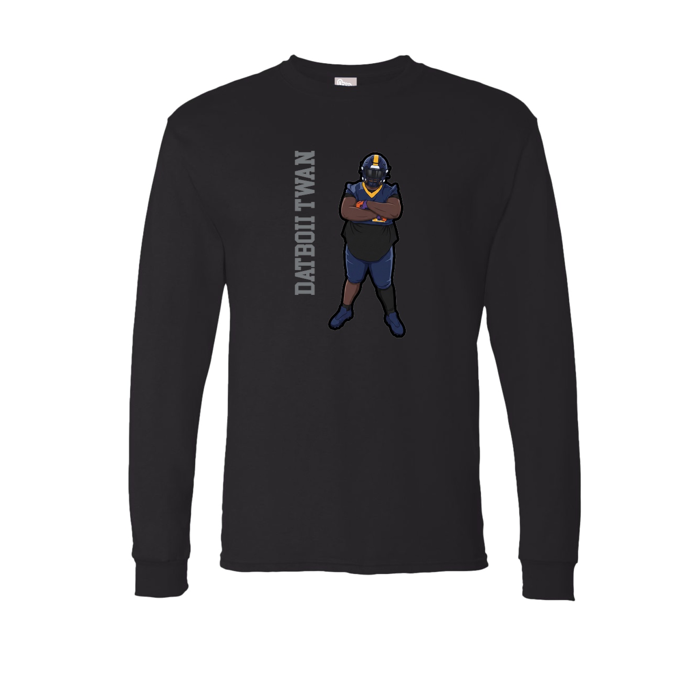 Long Sleeve Tee — Name Vertical in Black