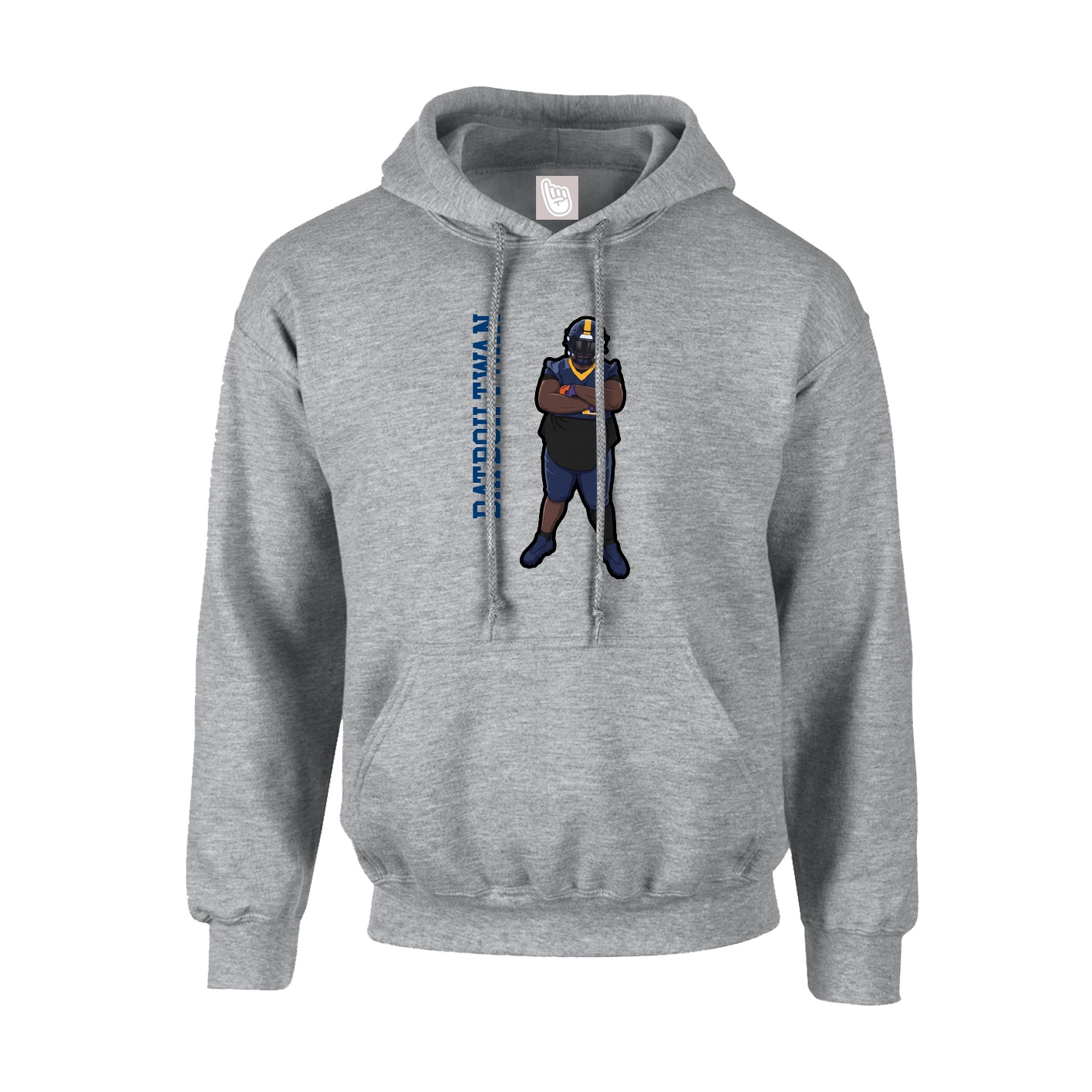 Youth Hoodie — Name Vertical in Grey