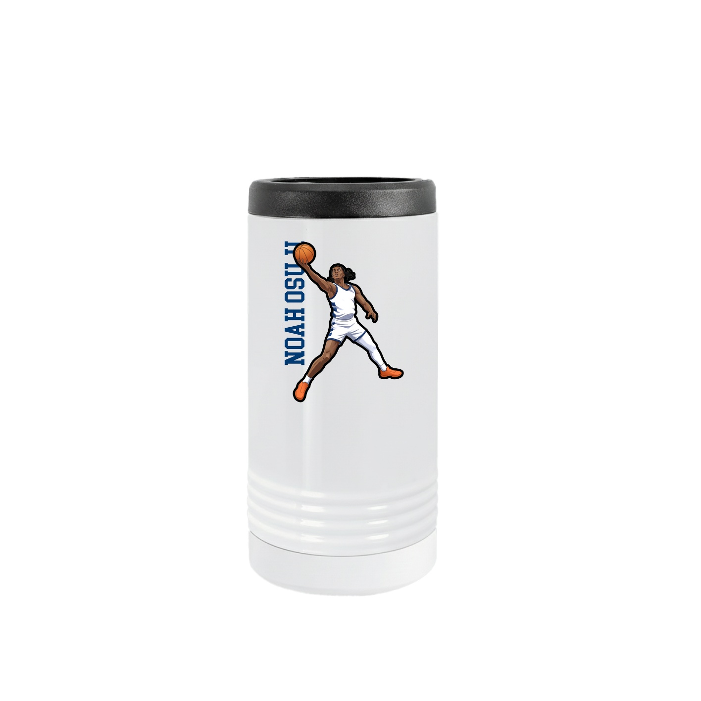 Slim Beverage Holder — Name Vertical in White
