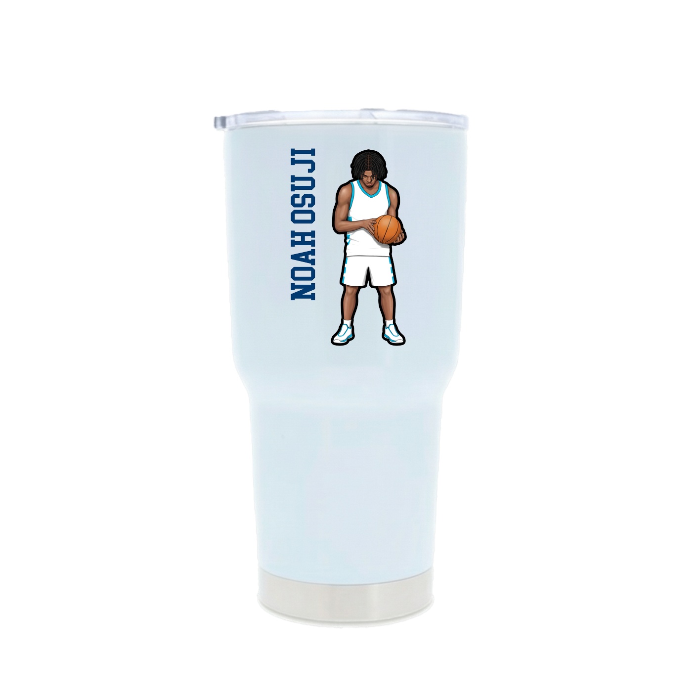 30oz Stainless Steel Tumbler — Name Vertical in White