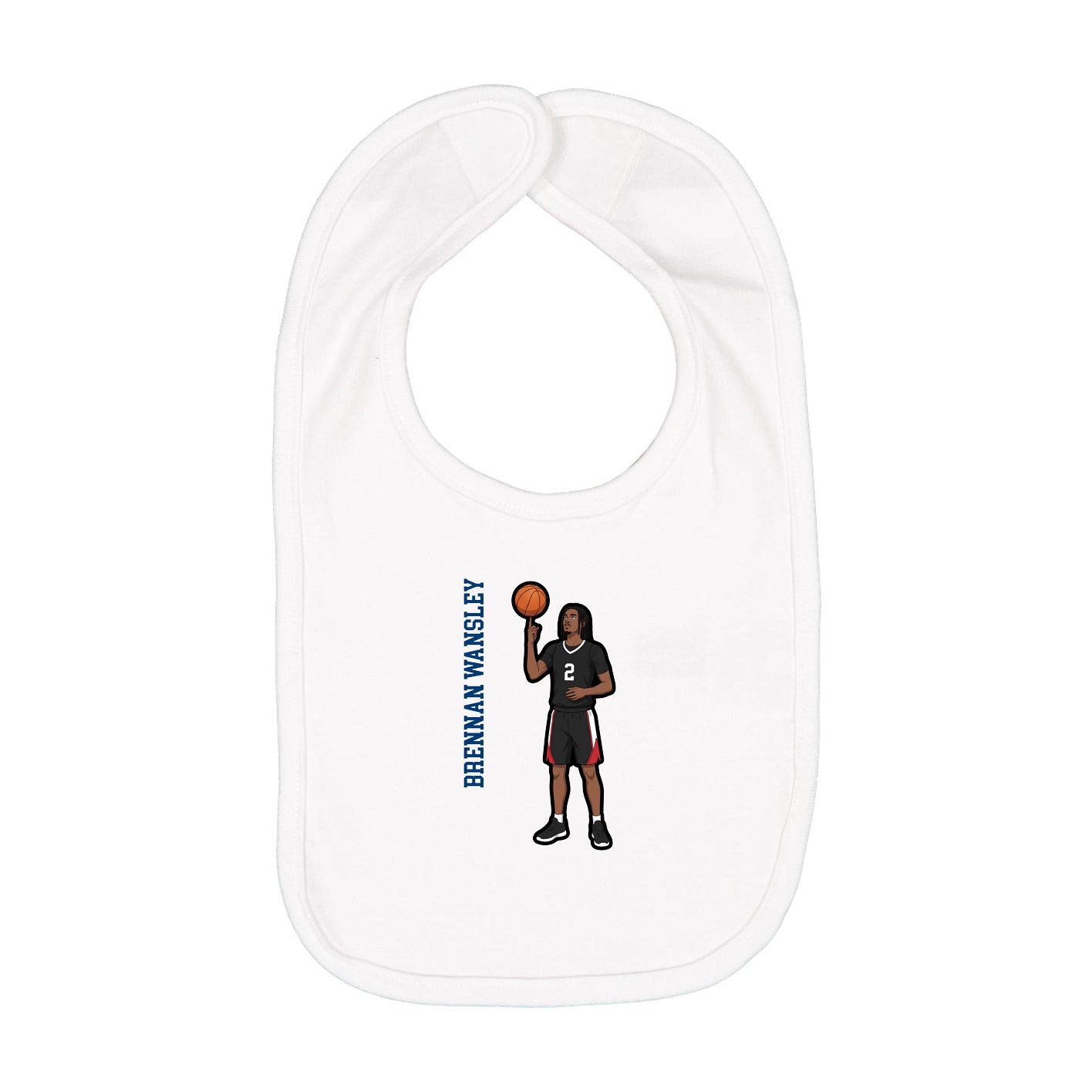 Infant Bib — Name Vertical in White
