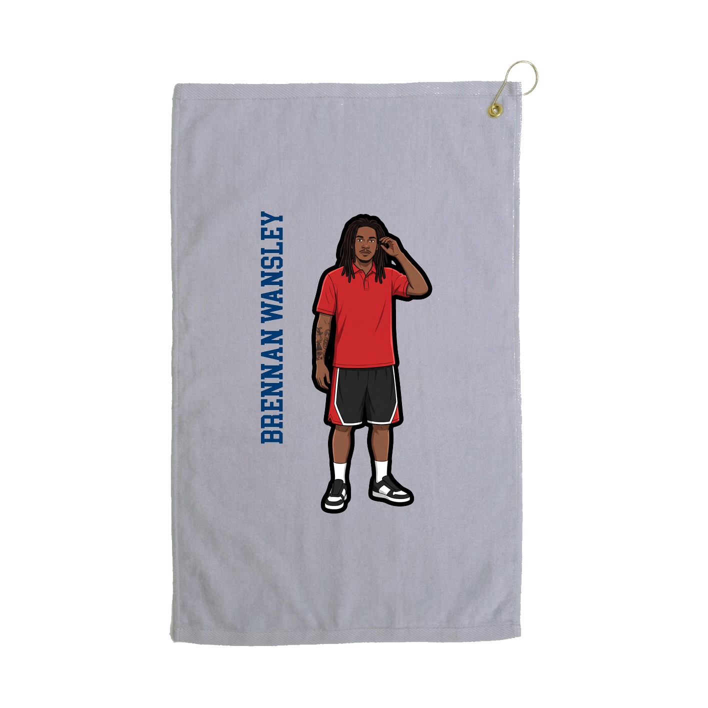 Golf Towel — Name Vertical in Grey
