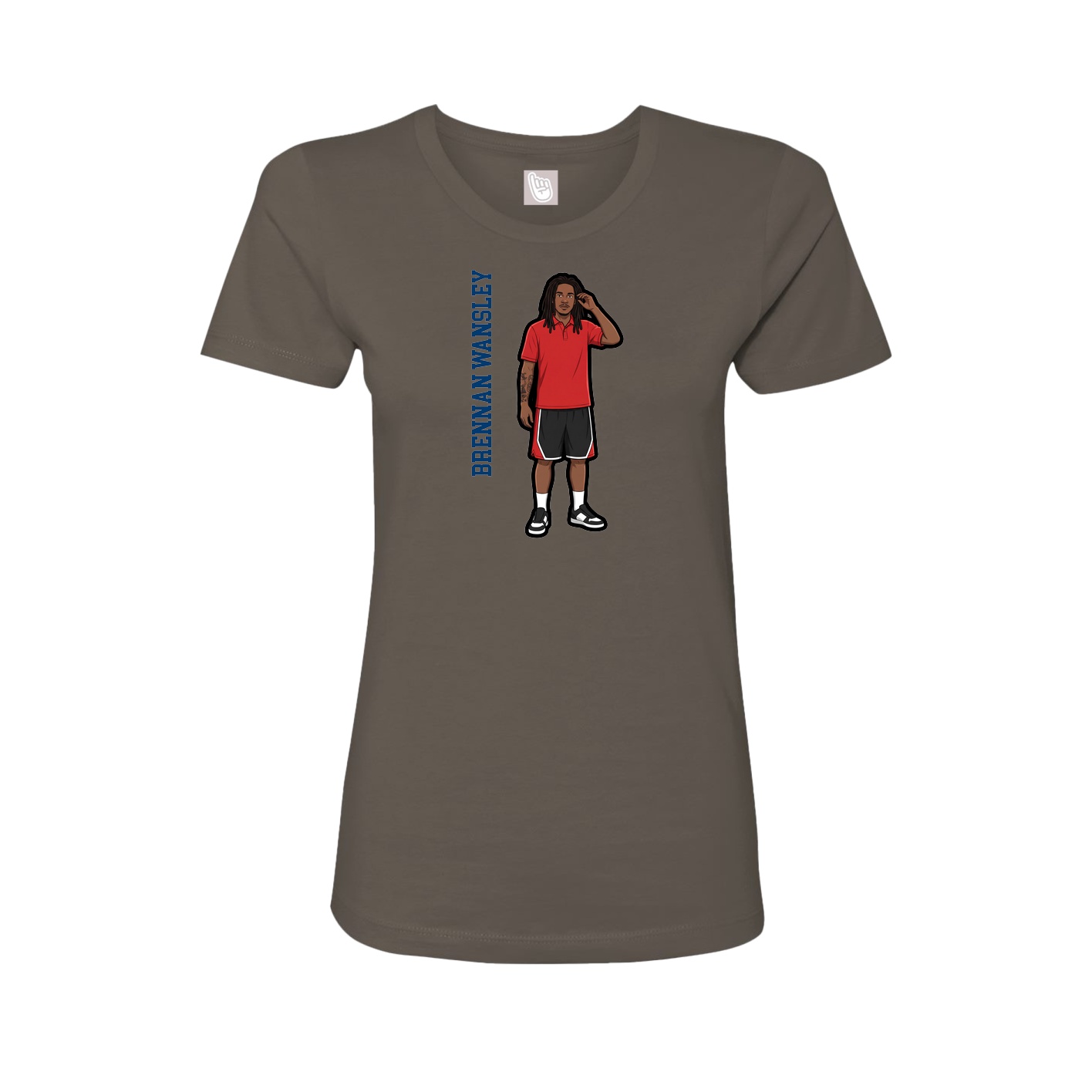 Fitted Women's Tee — Name Vertical in Grey
