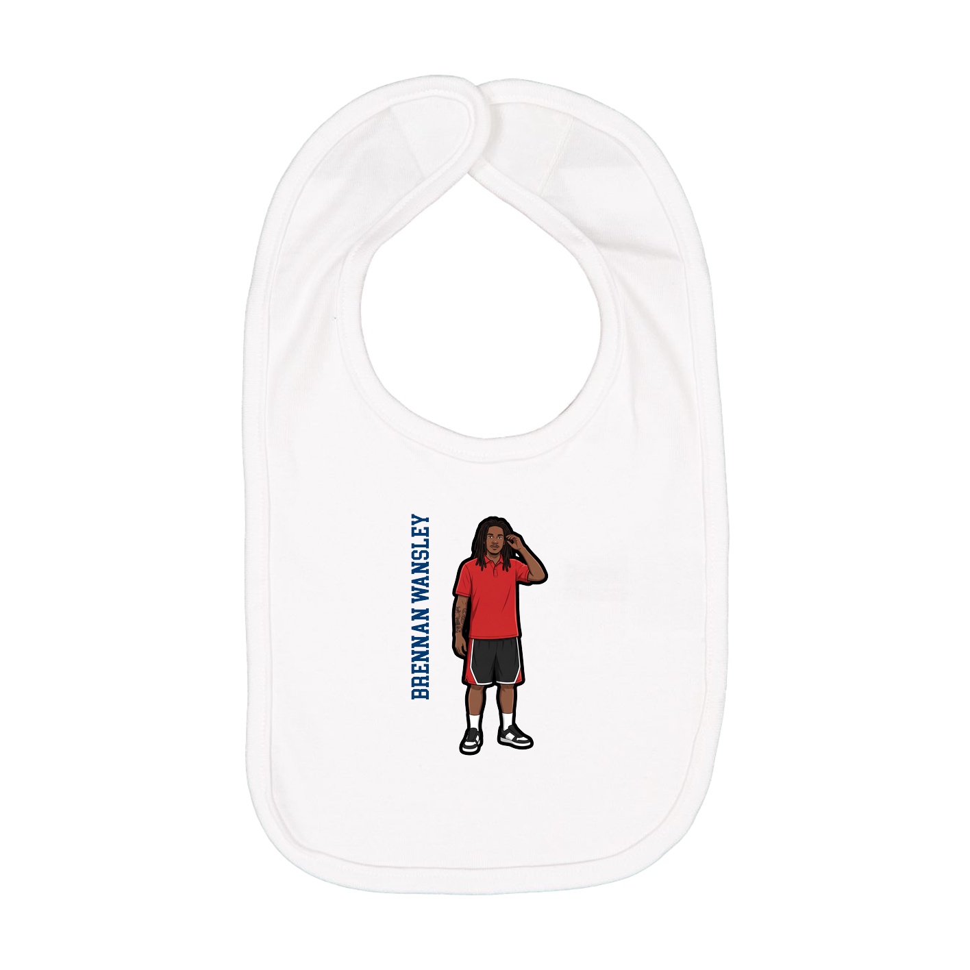 Infant Bib — Name Vertical in White