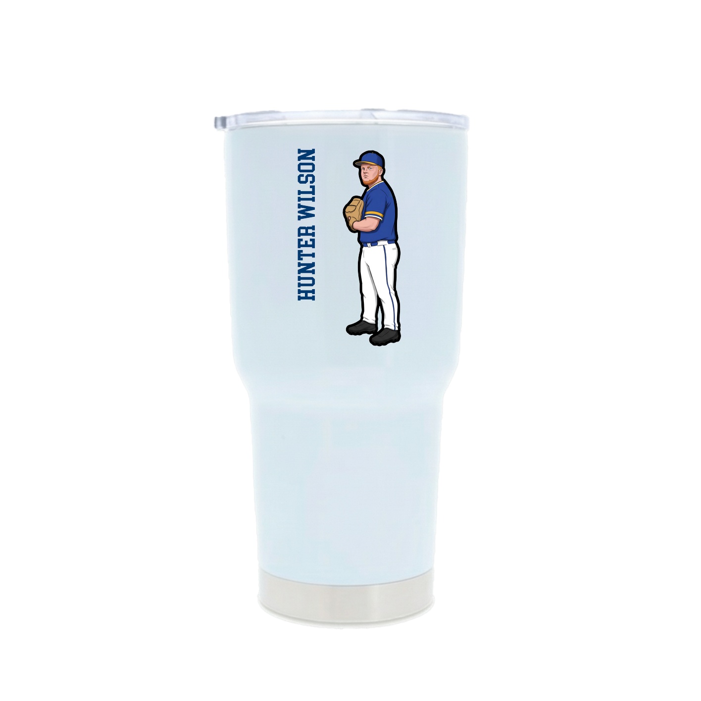 30oz Stainless Steel Tumbler — Name Vertical in White