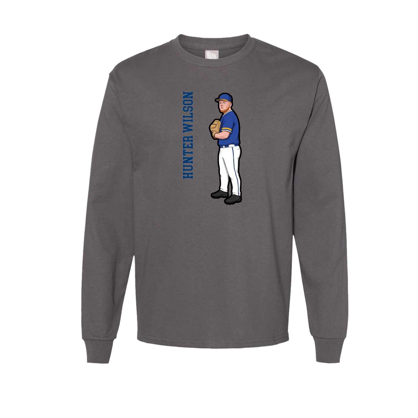 Long Sleeve Tee — Name Vertical in Grey