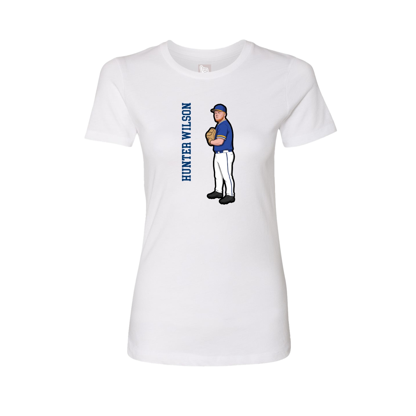 Fitted Women's Tee — Name Vertical in White