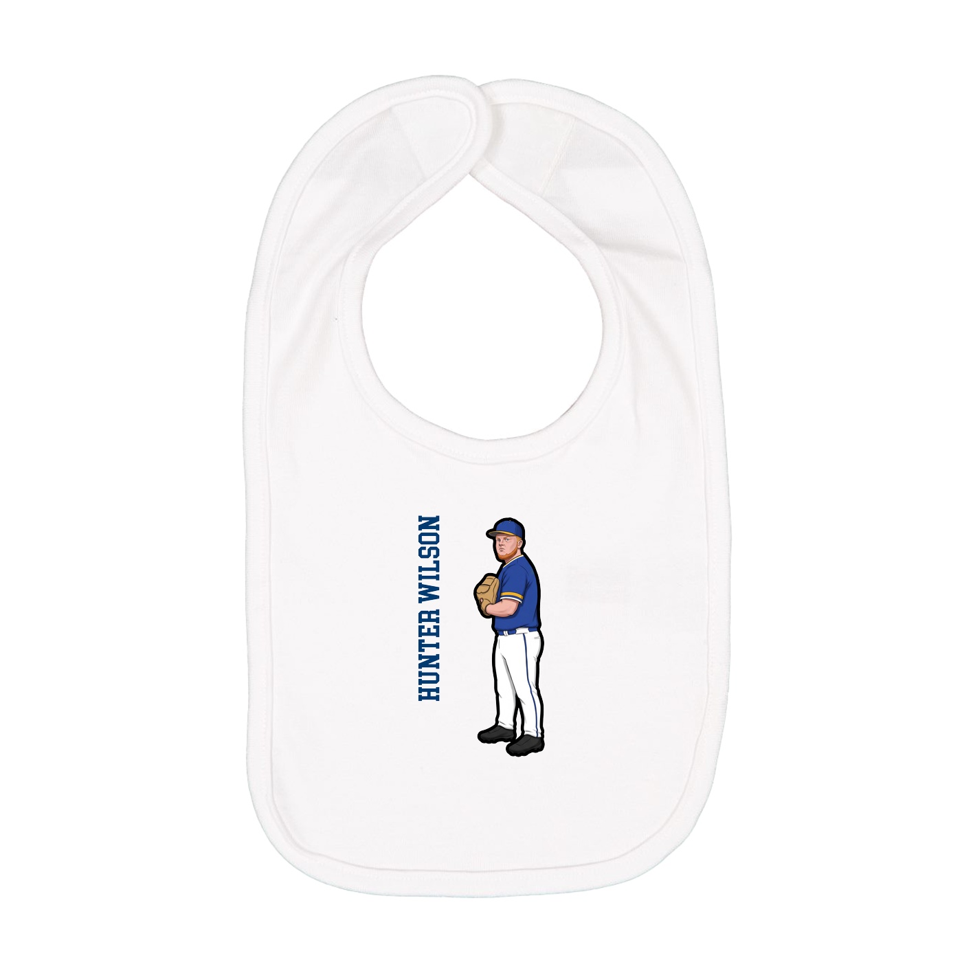 Infant Bib — Name Vertical in White