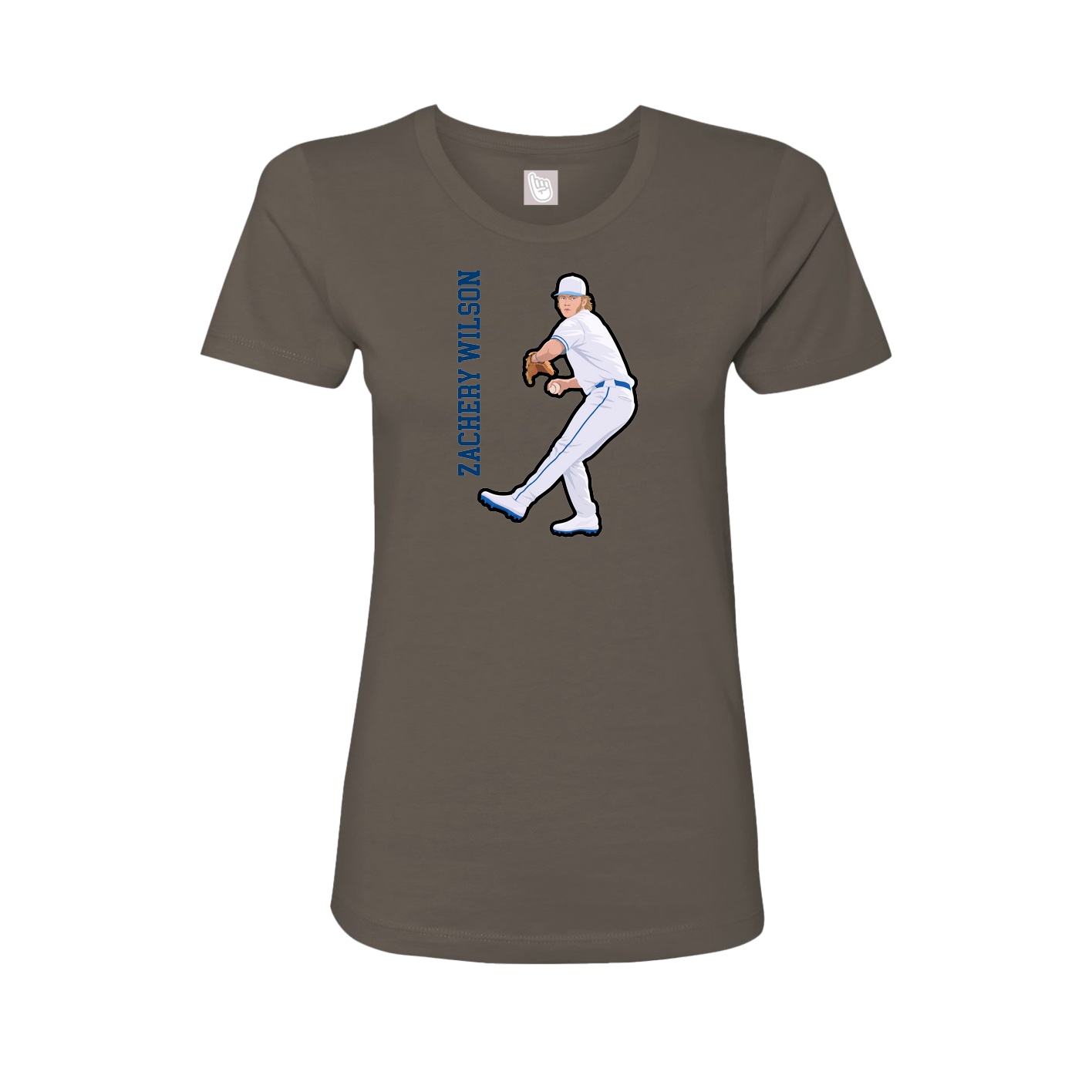 Fitted Women's Tee — Name Vertical in Grey