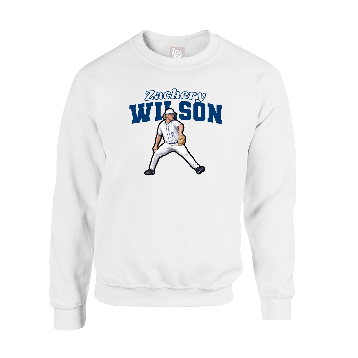 Fleece Crew — Name Arch in White