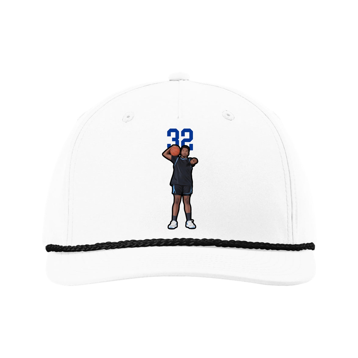 Five-Panel Classic Rope Cap — Number Top in White