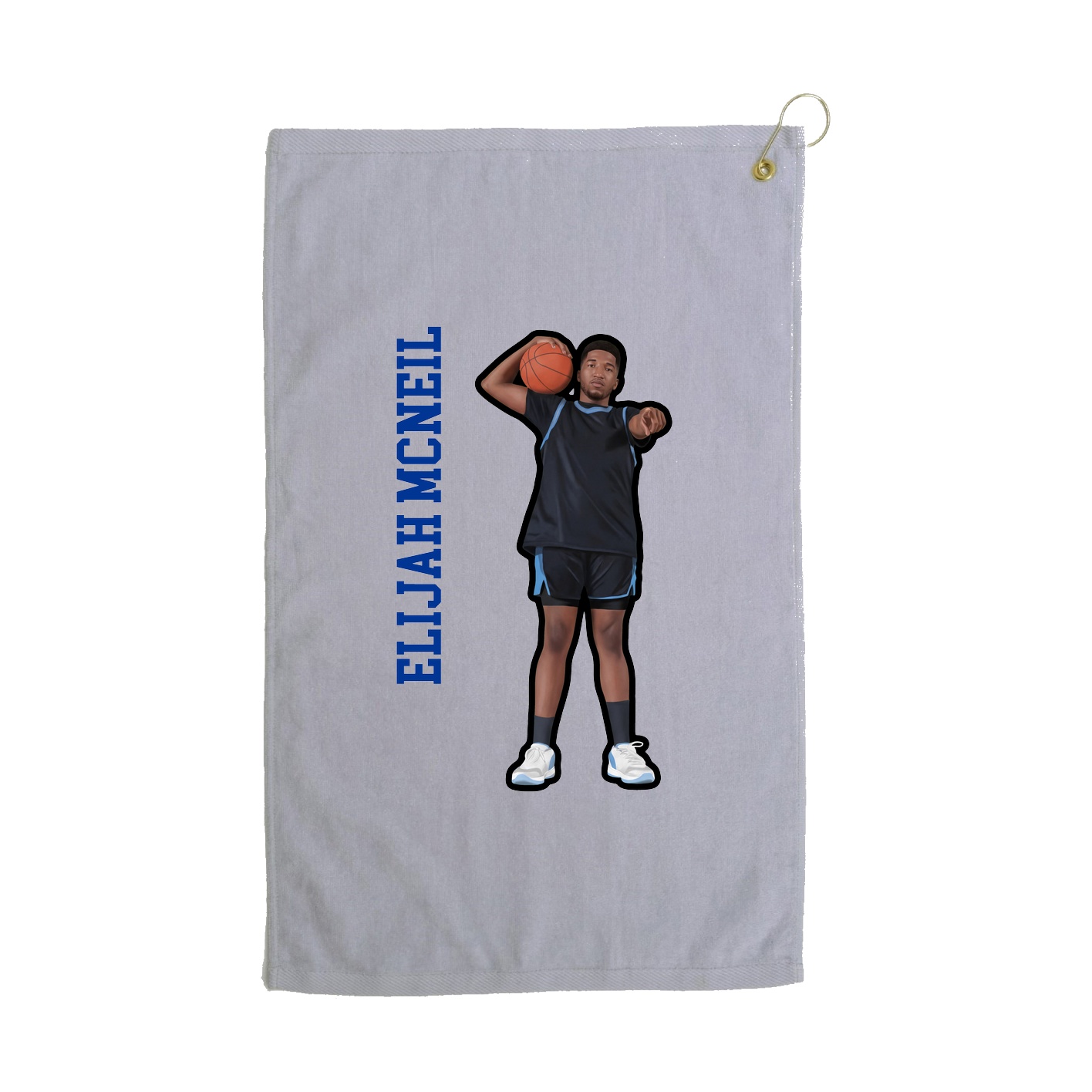 Golf Towel — Name Vertical in Grey