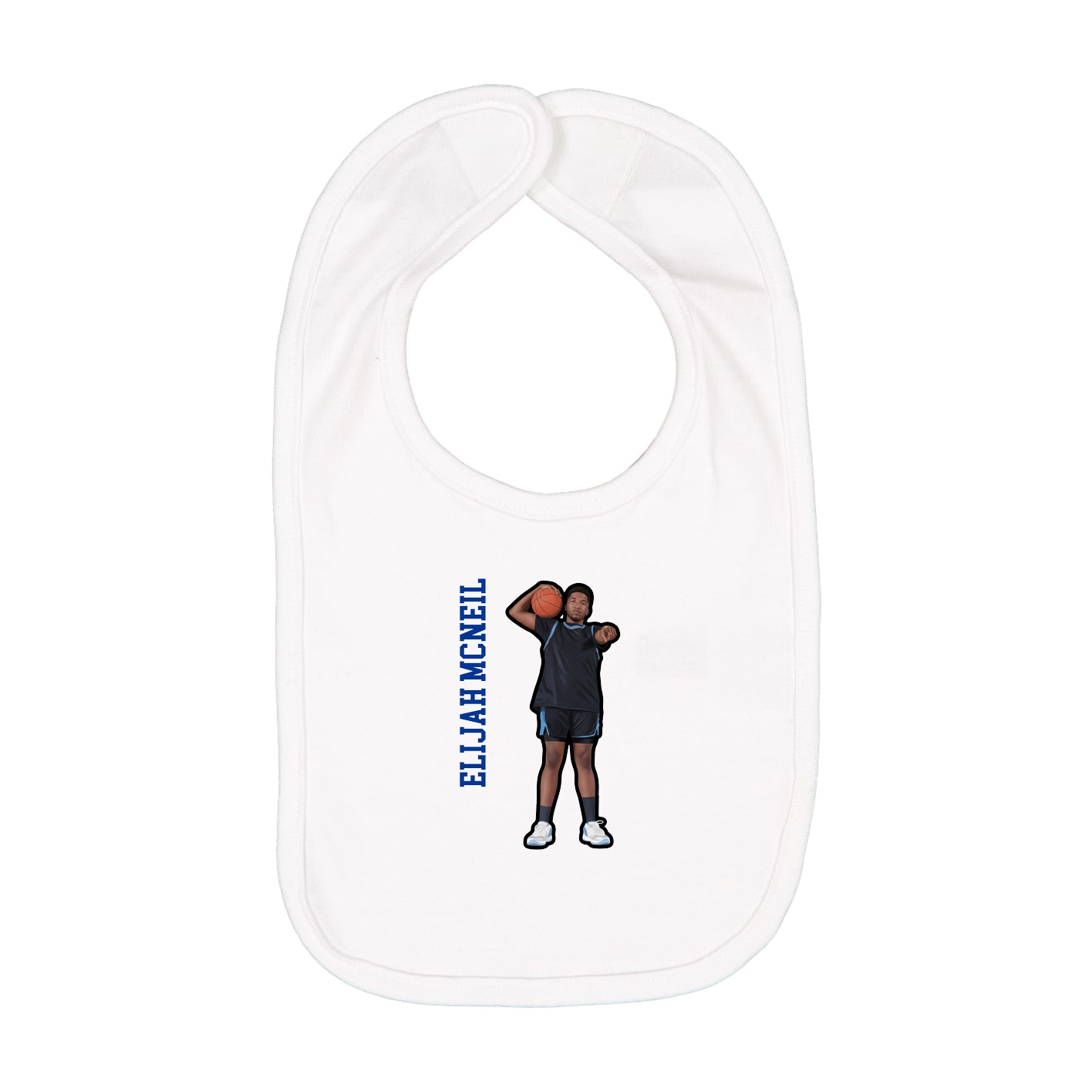 Infant Bib — Name Vertical in White