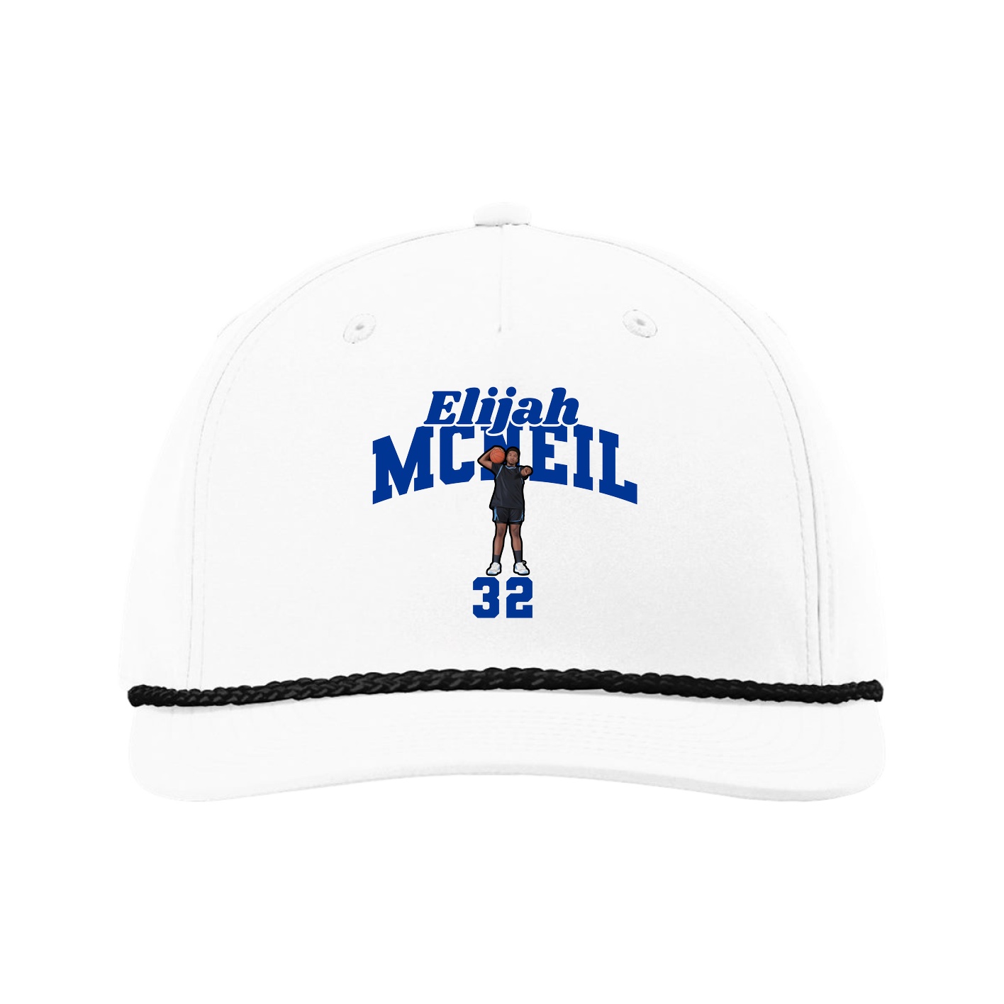 Five-Panel Classic Rope Cap — Signature Arch in White