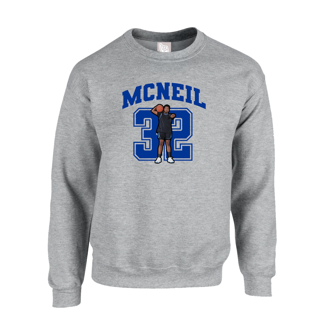 Fleece Crew — Number in Grey