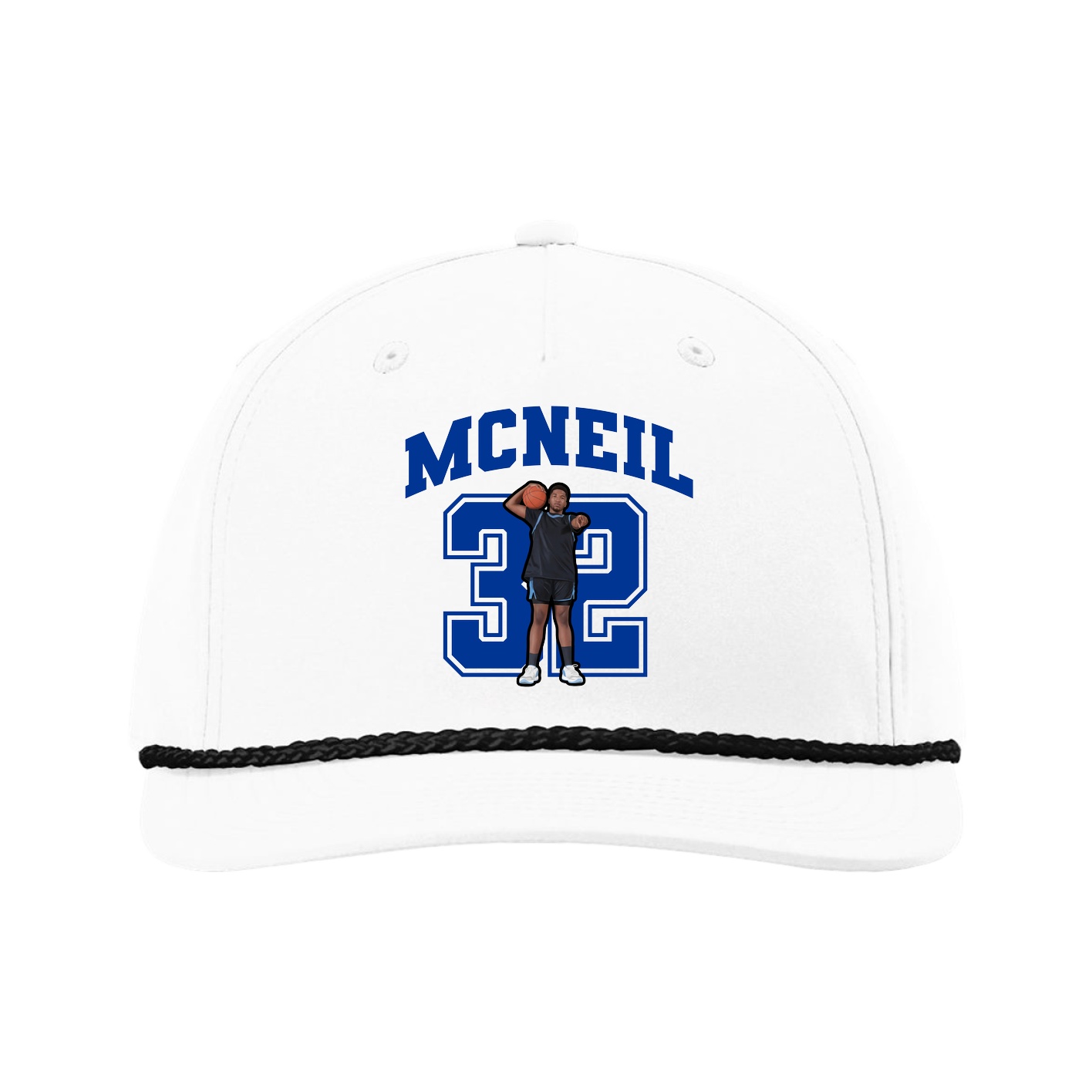Five-Panel Classic Rope Cap — Number in White