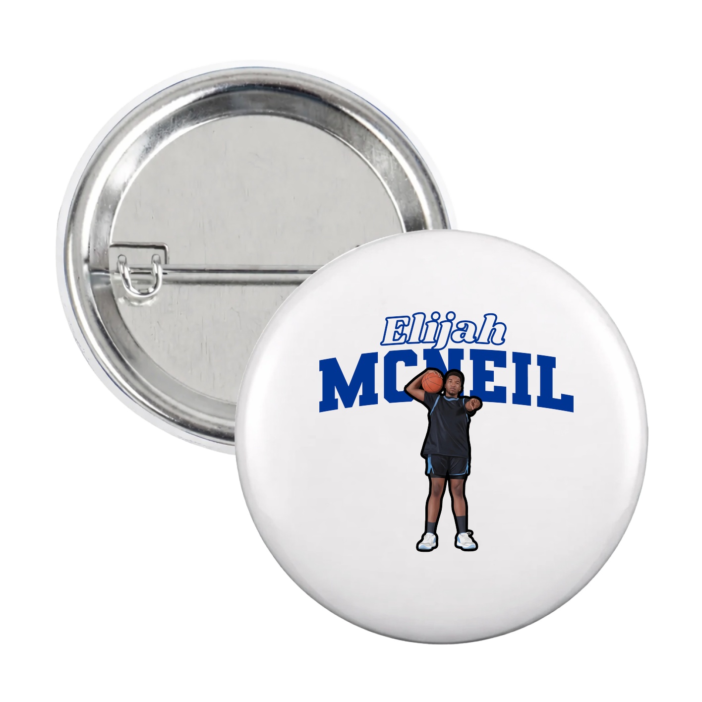 Game Day Button — Name Arch in White