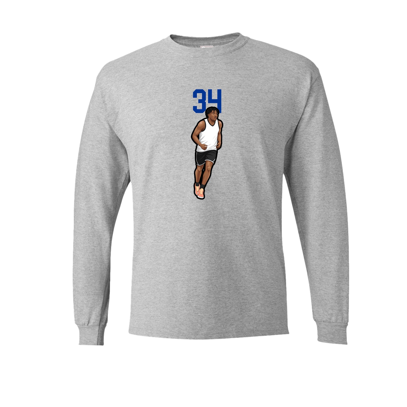 Long Sleeve Tee — Number Top in Grey
