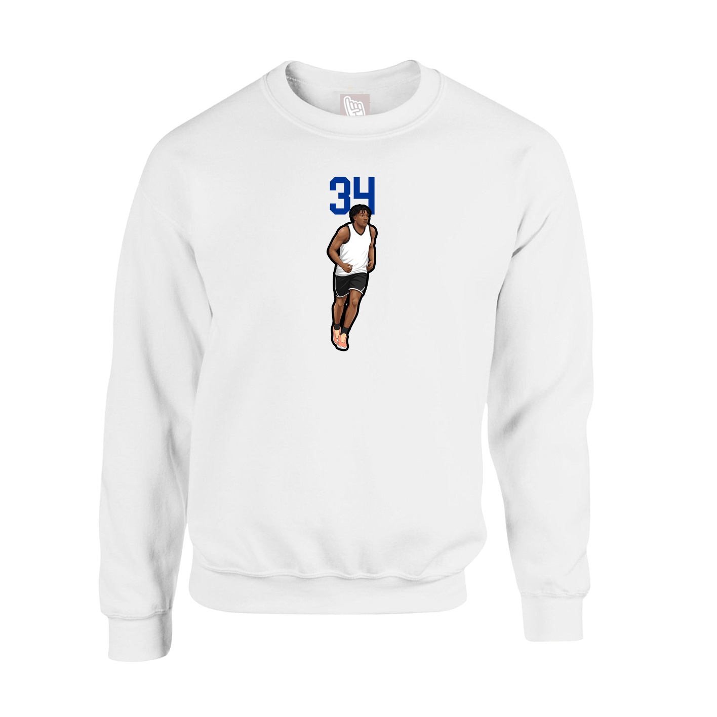 Fleece Crew — Number Top in White