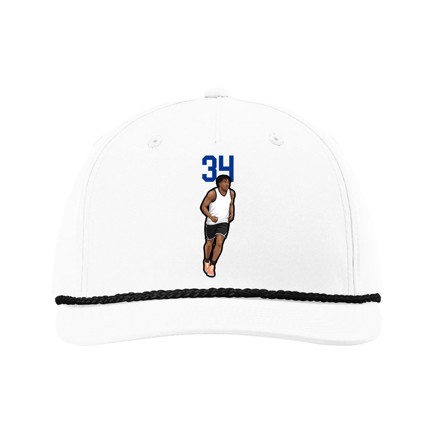 Five-Panel Classic Rope Cap — Number Top in White
