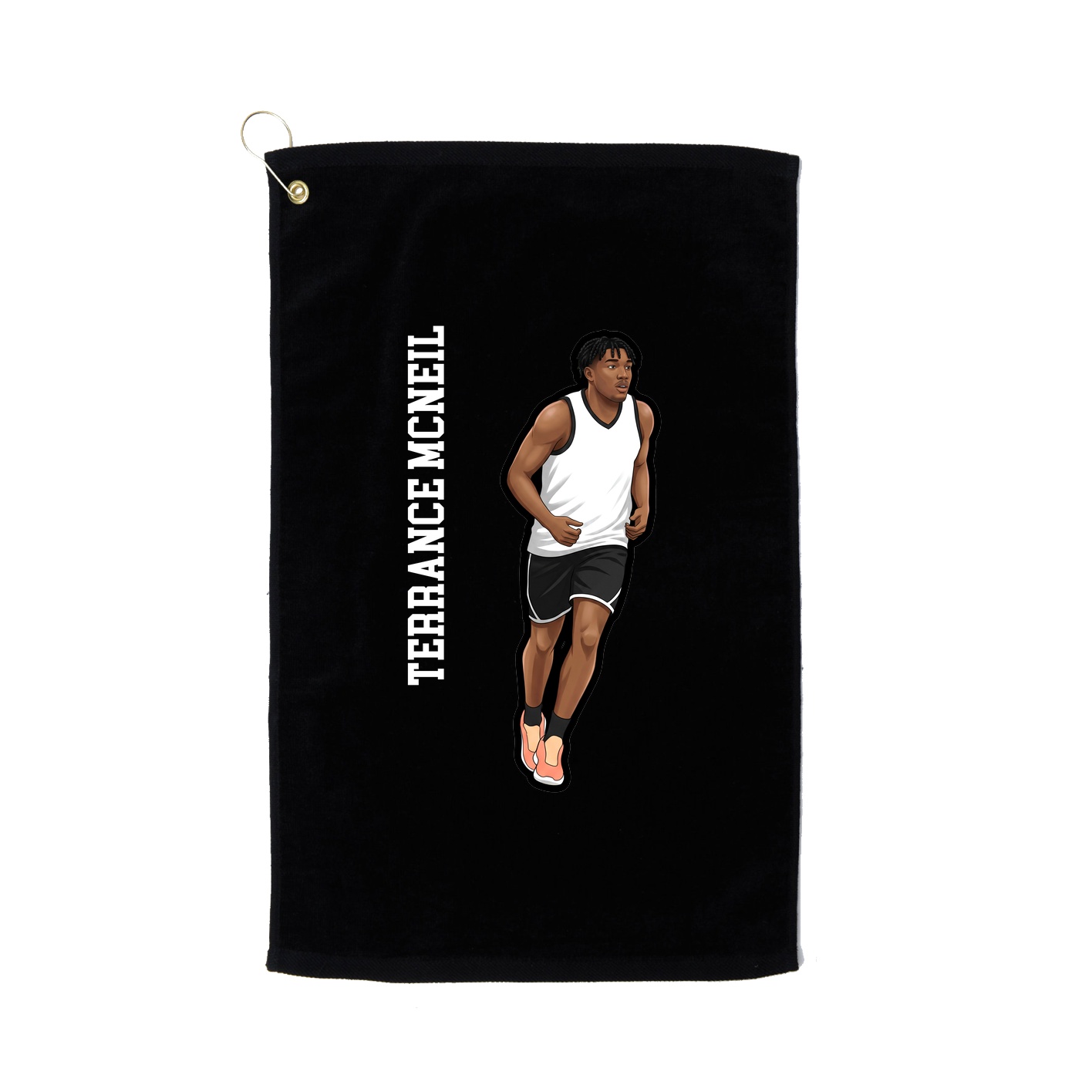 Golf Towel — Name Vertical in Black