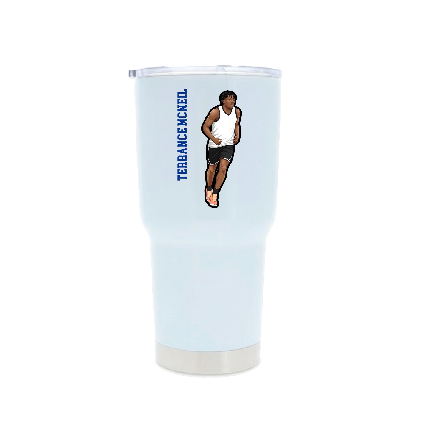 30oz Stainless Steel Tumbler — Name Vertical in White
