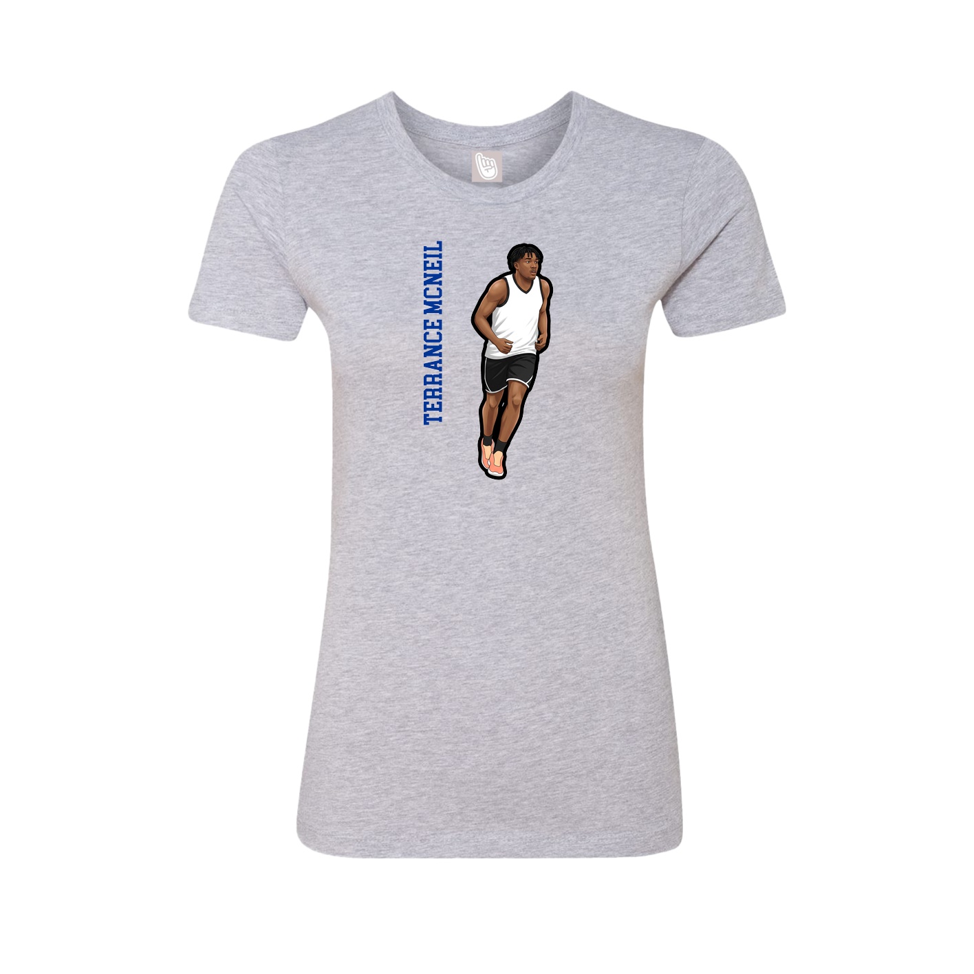 Fitted Women's Tee — Name Vertical in Grey