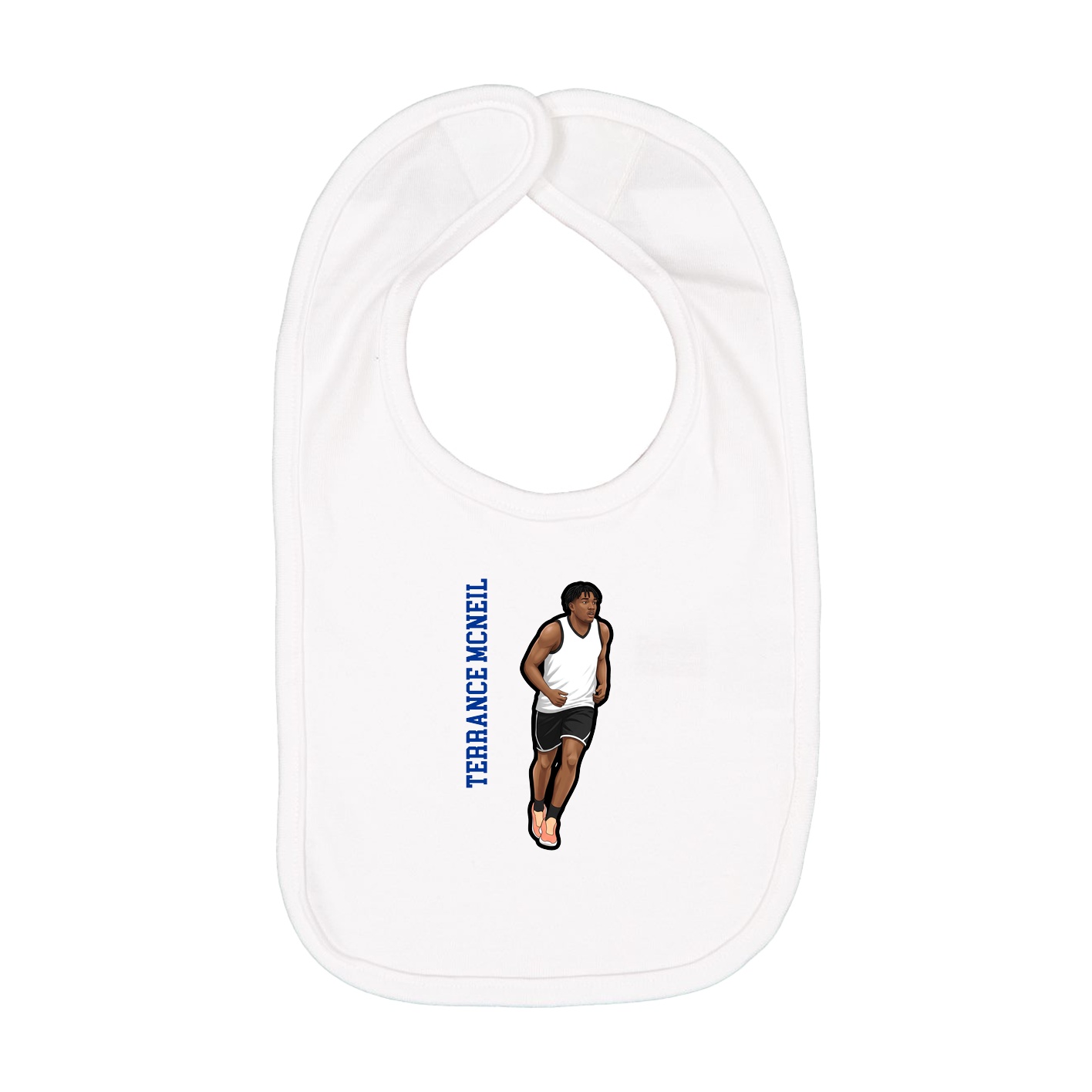 Infant Bib — Name Vertical in White