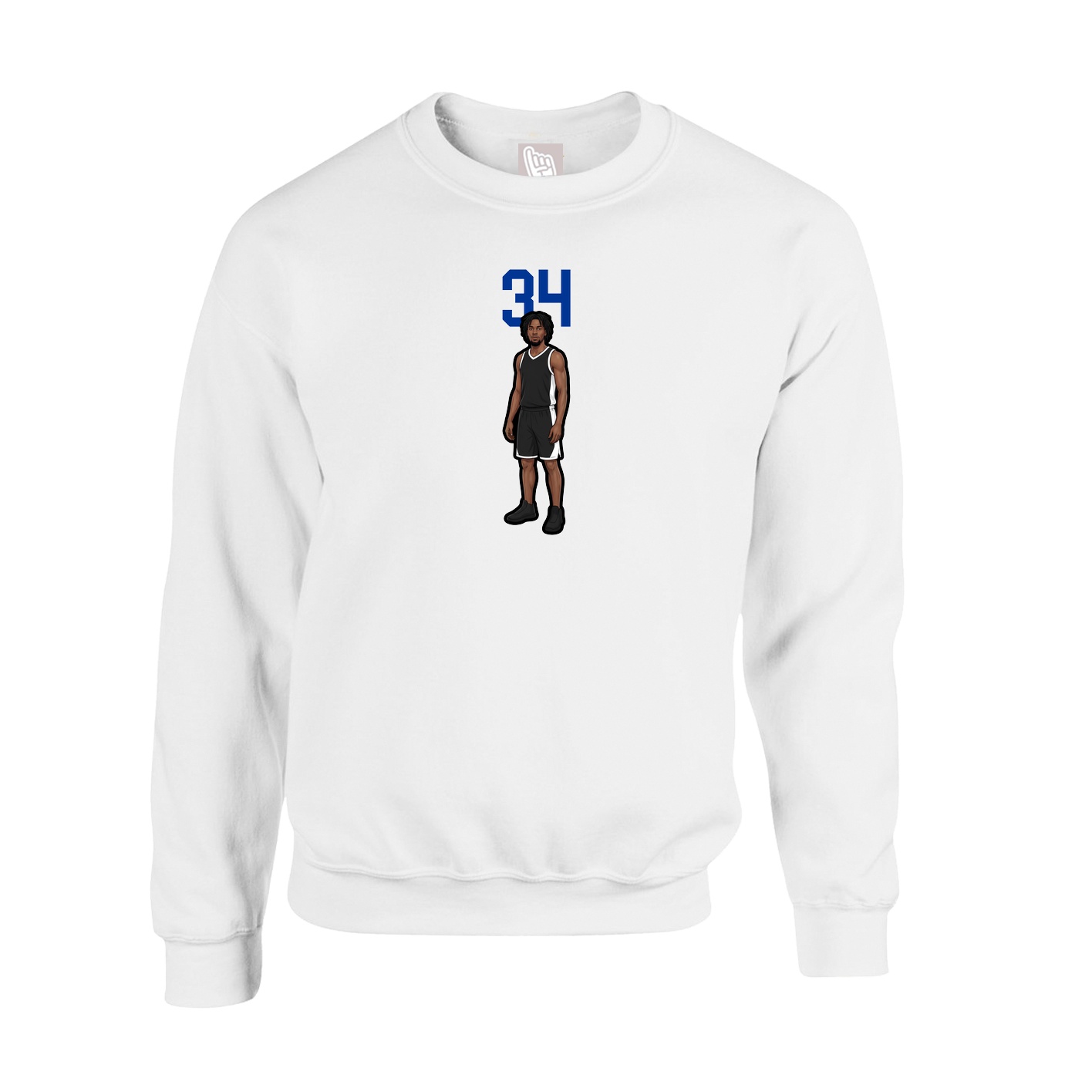 Fleece Crew — Number Top in White