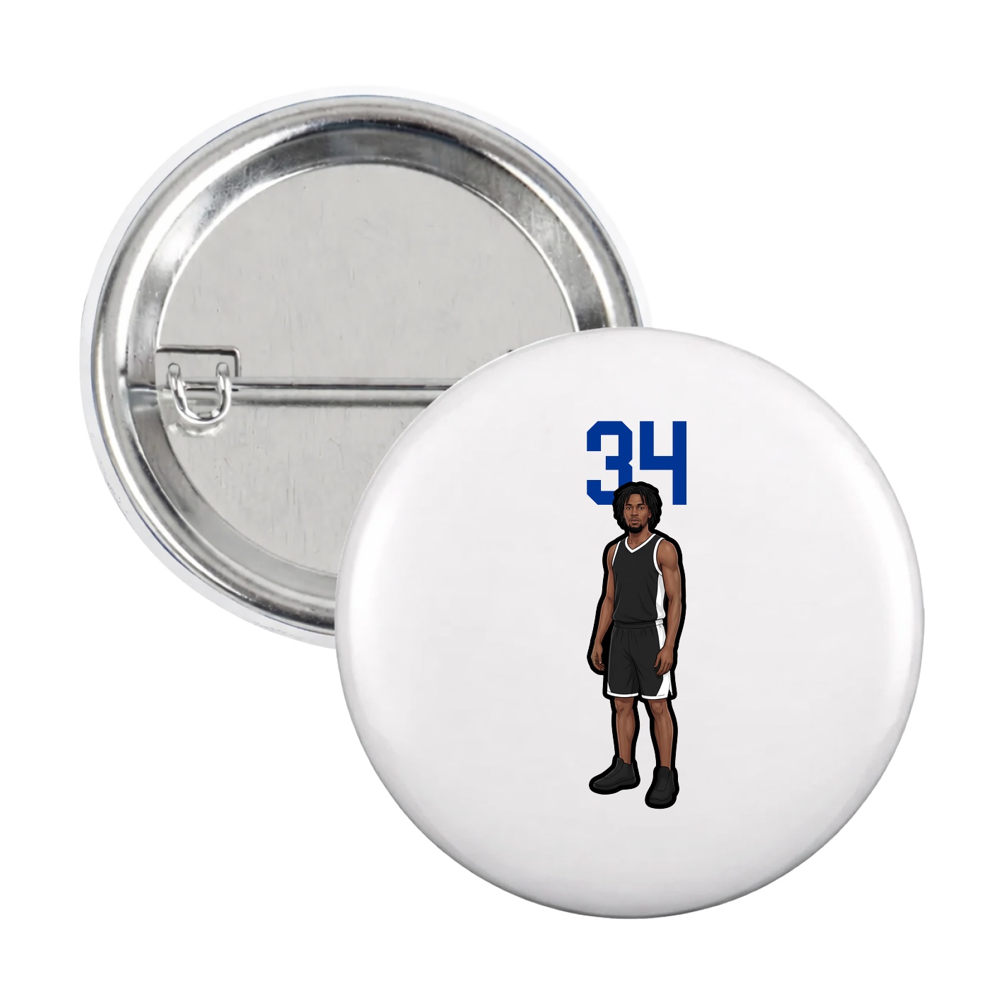 Game Day Button — Number Top in White