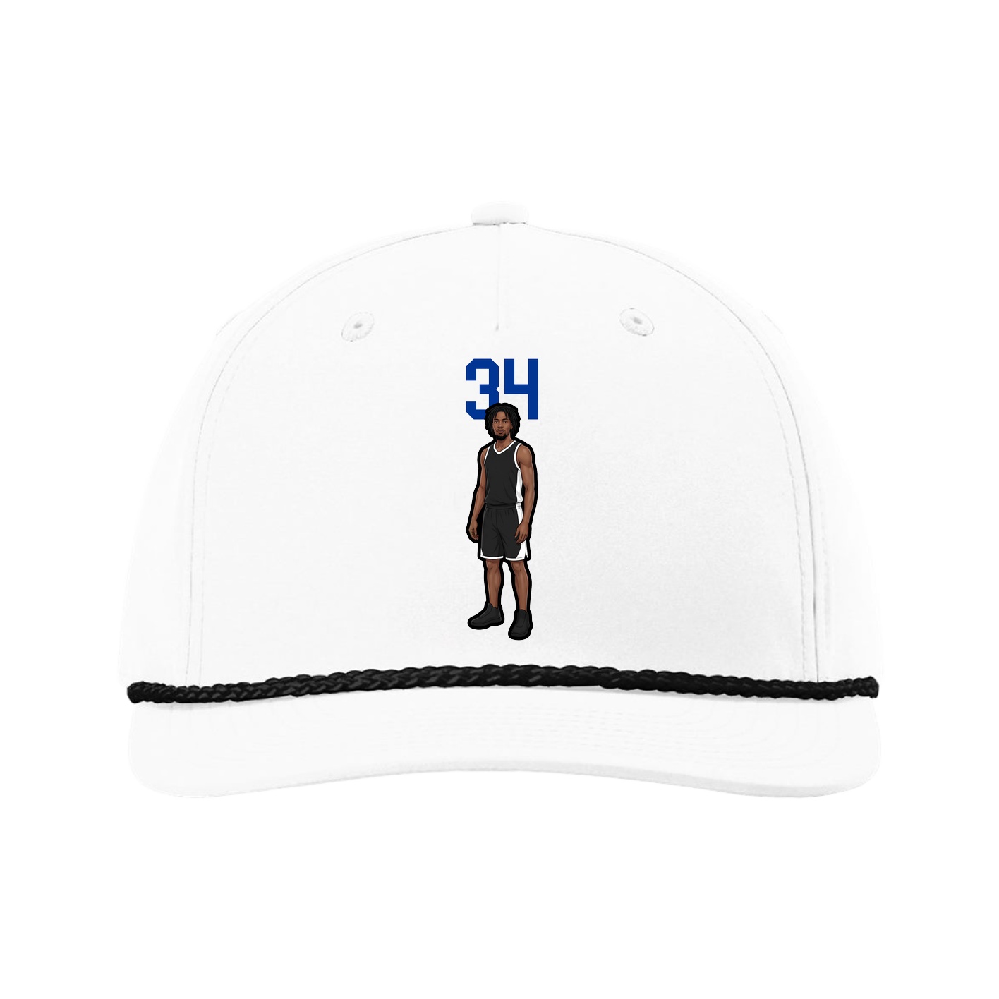 Five-Panel Classic Rope Cap — Number Top in White