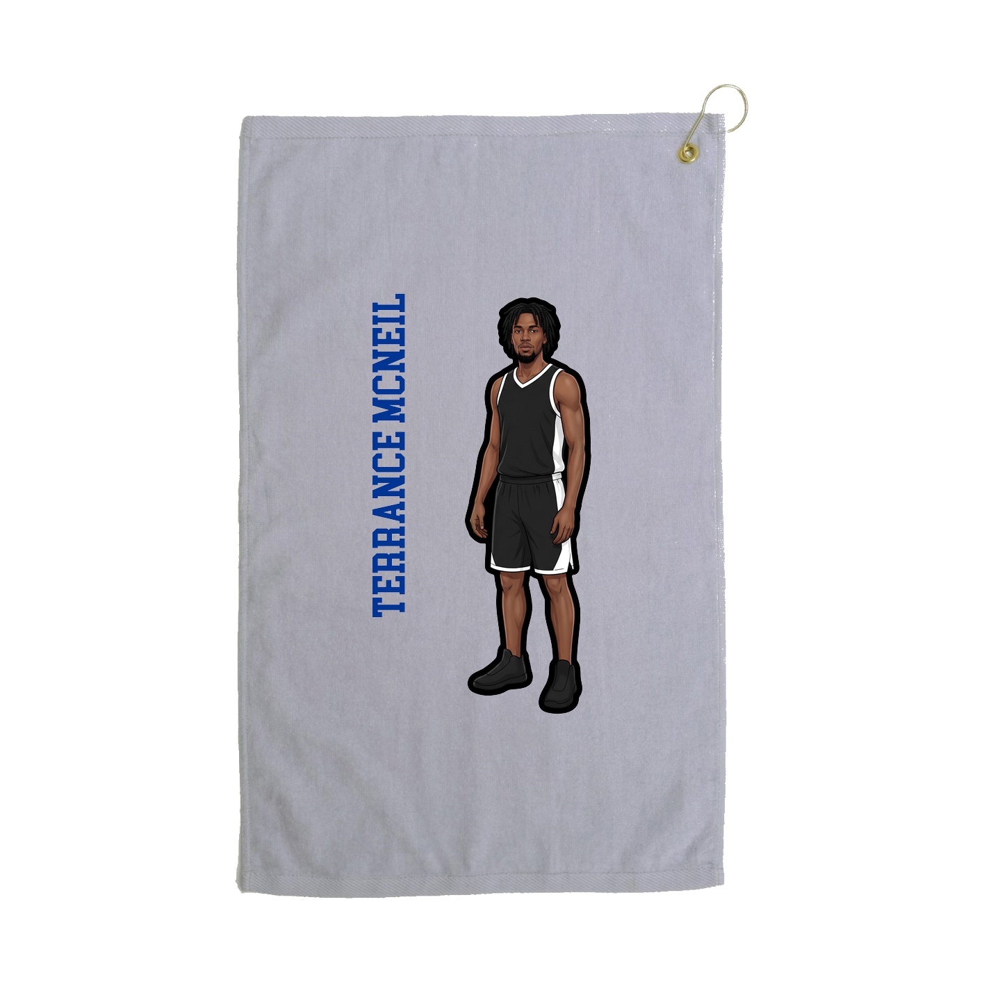Golf Towel — Name Vertical in Grey