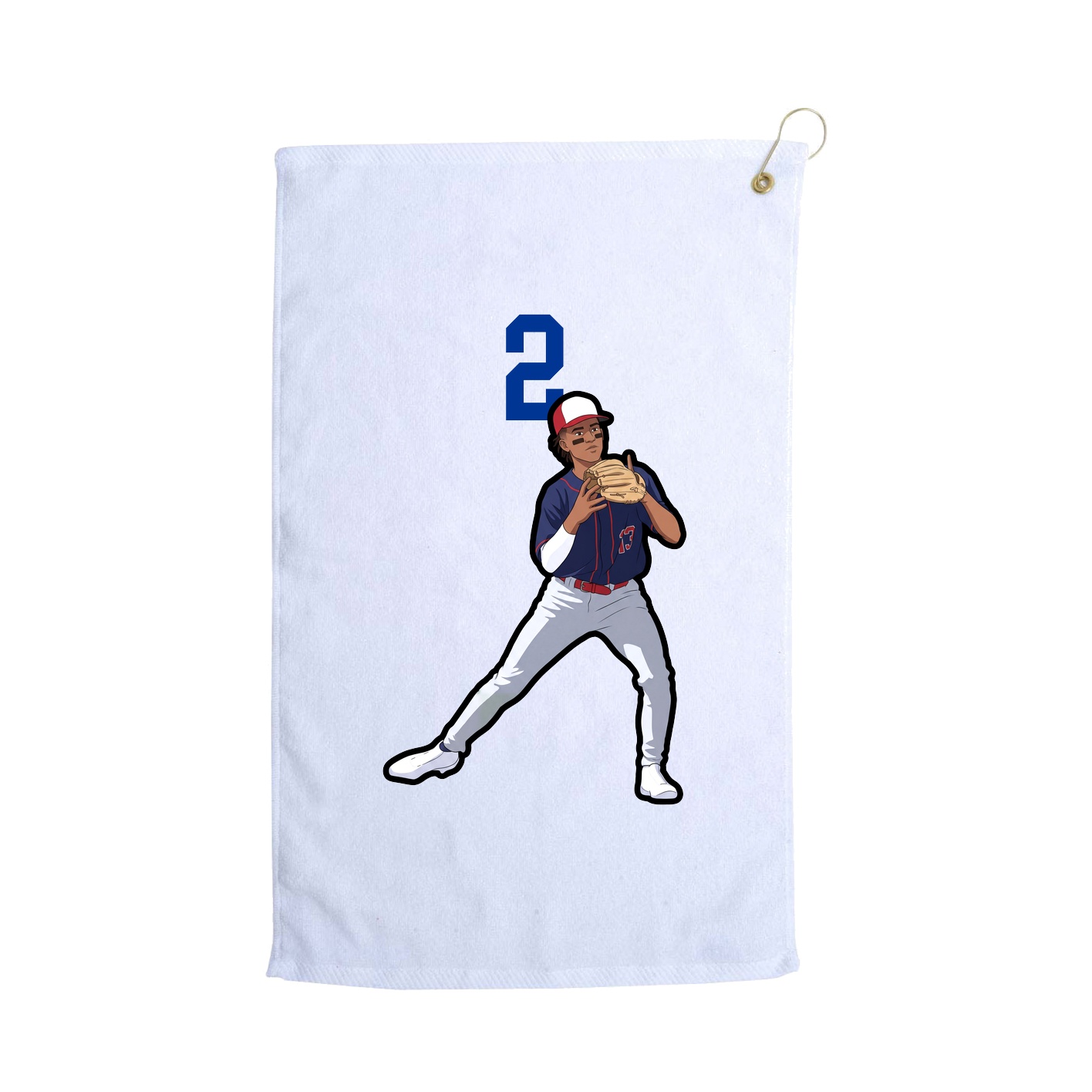 Golf Towel — Number Top in White