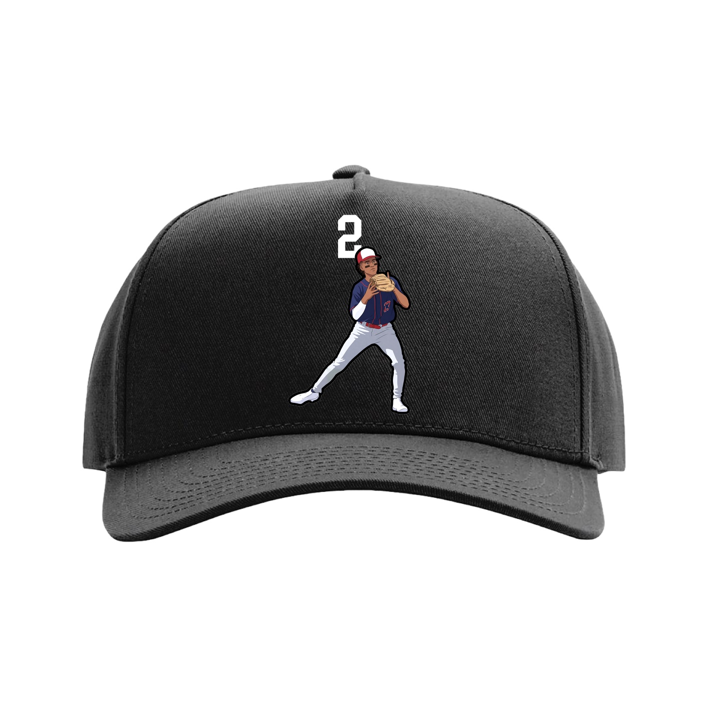 Full Fabric Five-Panel Champ Cap — Number Top in Black