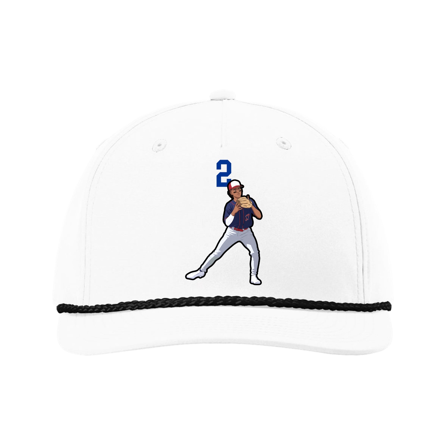 Five-Panel Classic Rope Cap — Number Top in White