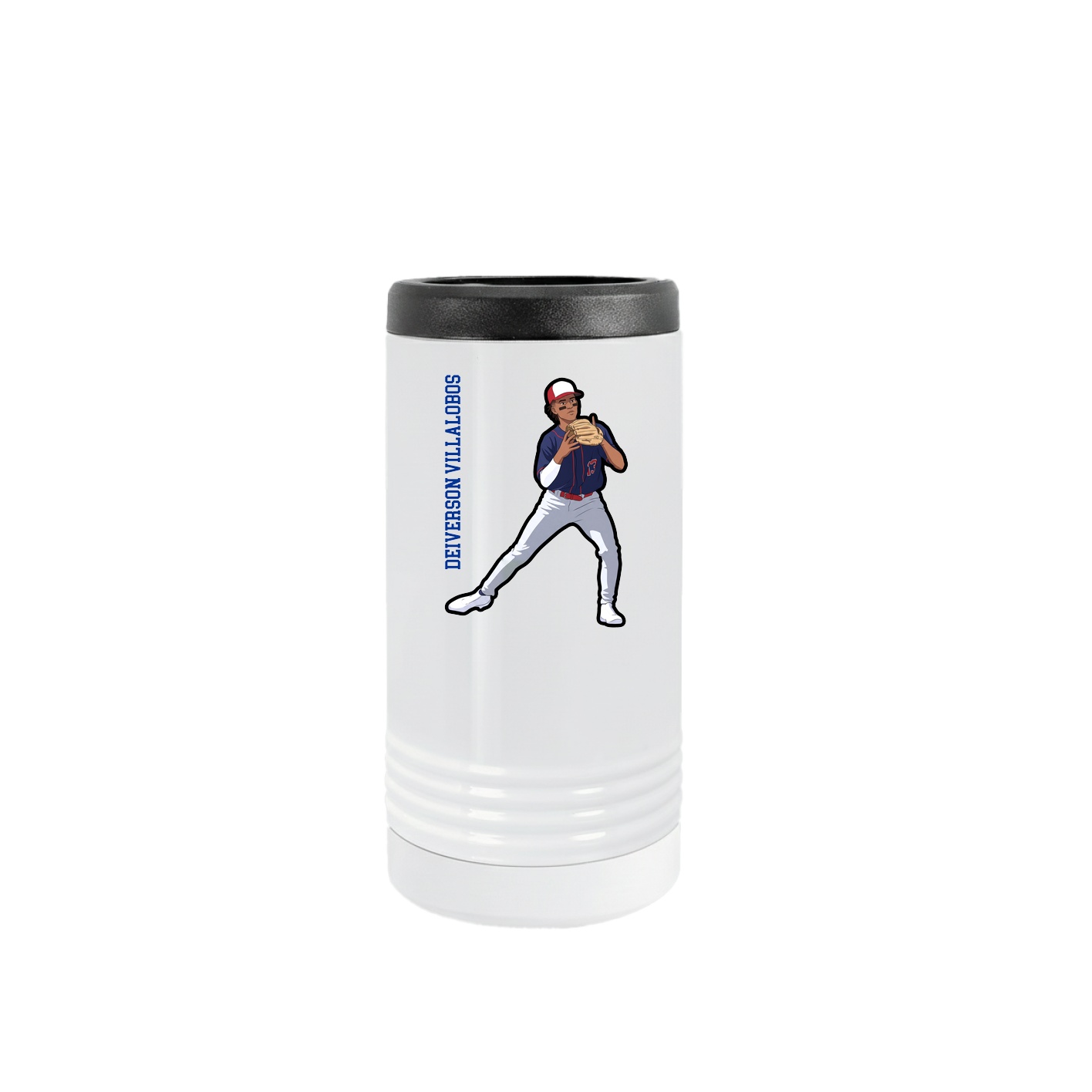 Slim Beverage Holder — Name Vertical in White