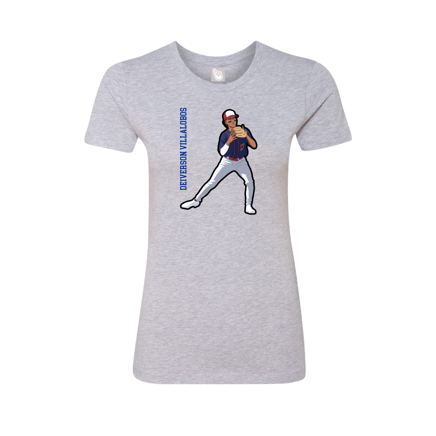 Fitted Women's Tee — Name Vertical in Grey