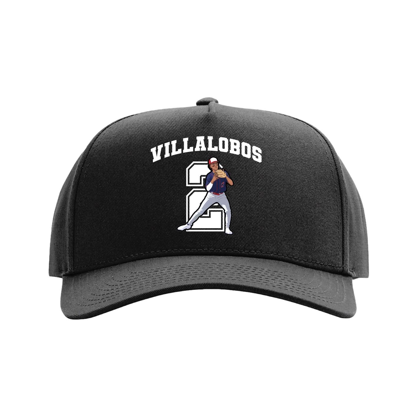 Full Fabric Five-Panel Champ Cap — Number in Black
