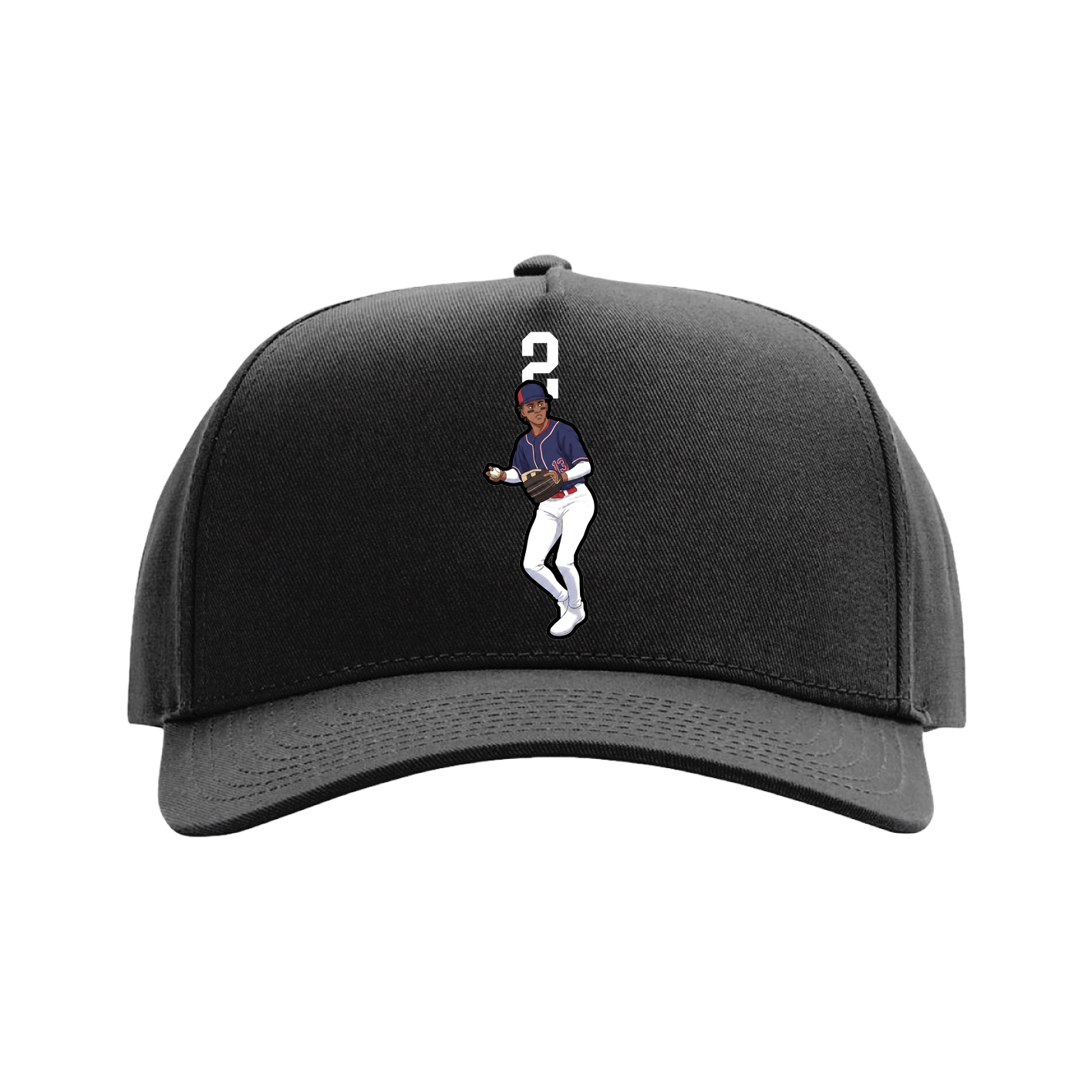 Full Fabric Five-Panel Champ Cap — Number Top in Black