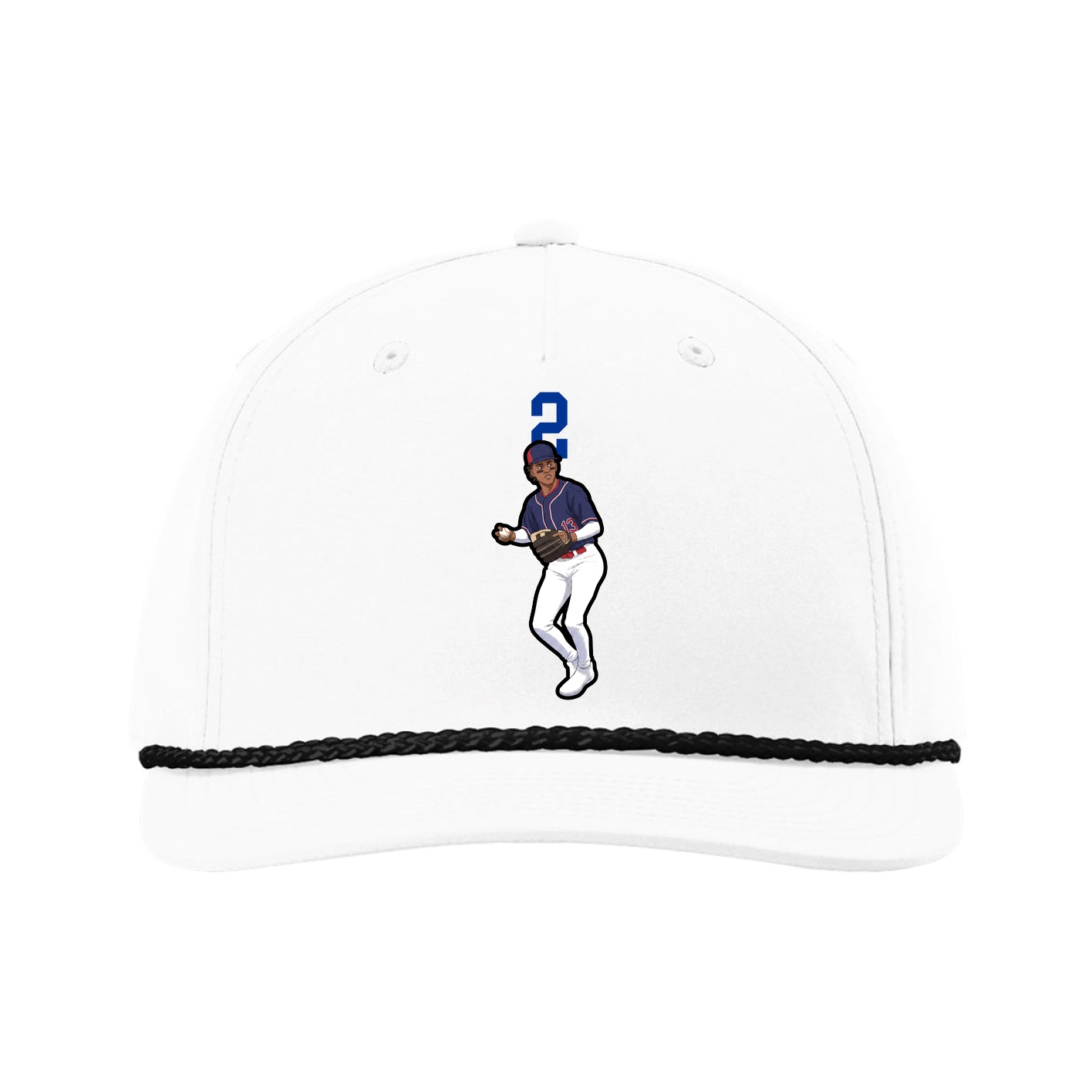 Five-Panel Classic Rope Cap — Number Top in White