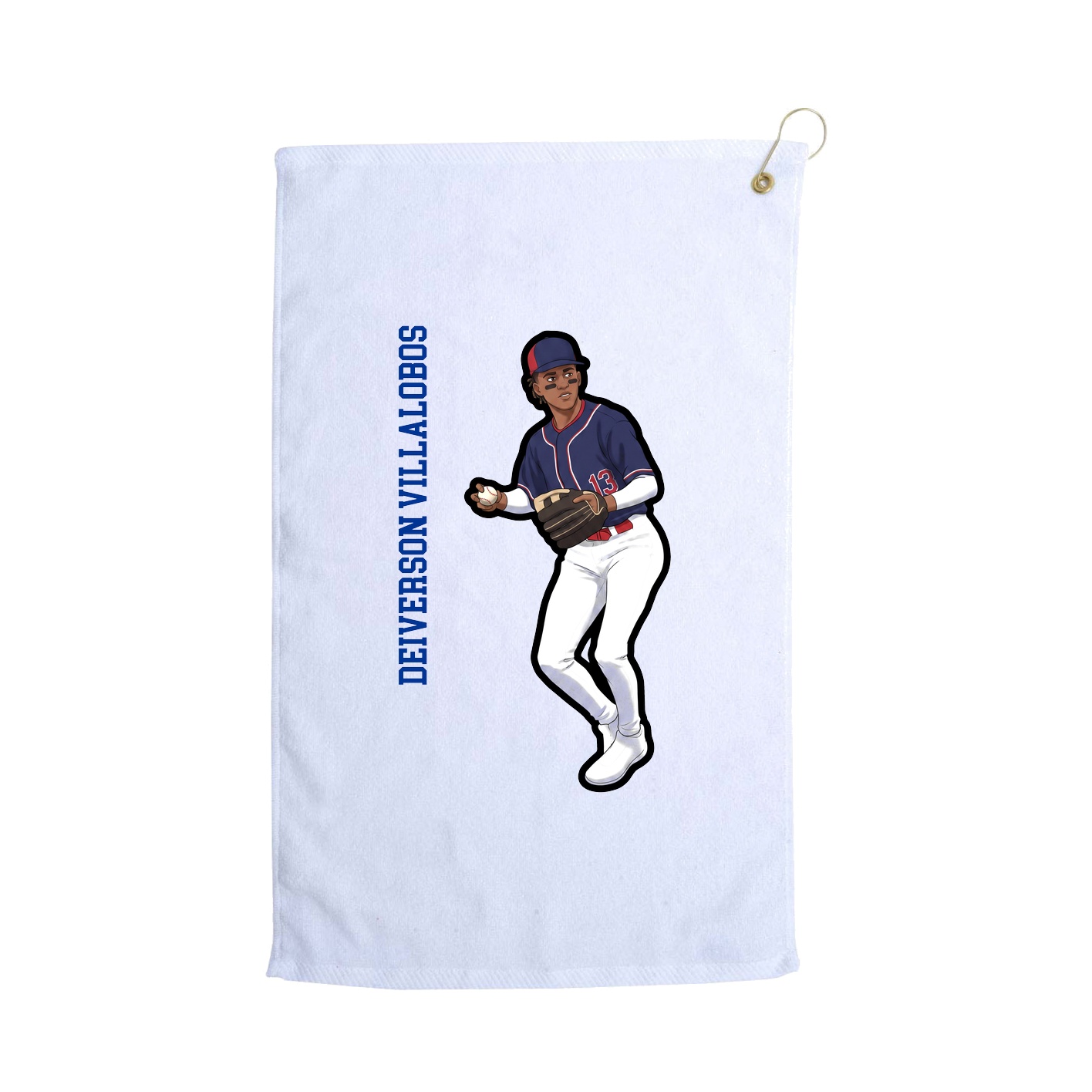 Golf Towel — Name Vertical in White