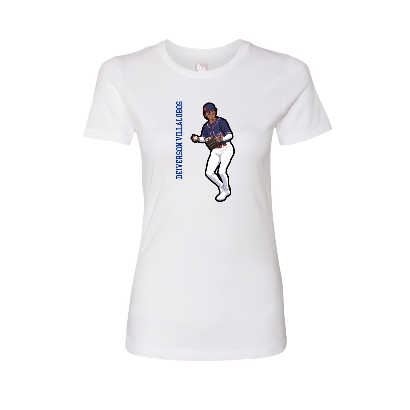 Fitted Women's Tee — Name Vertical in White